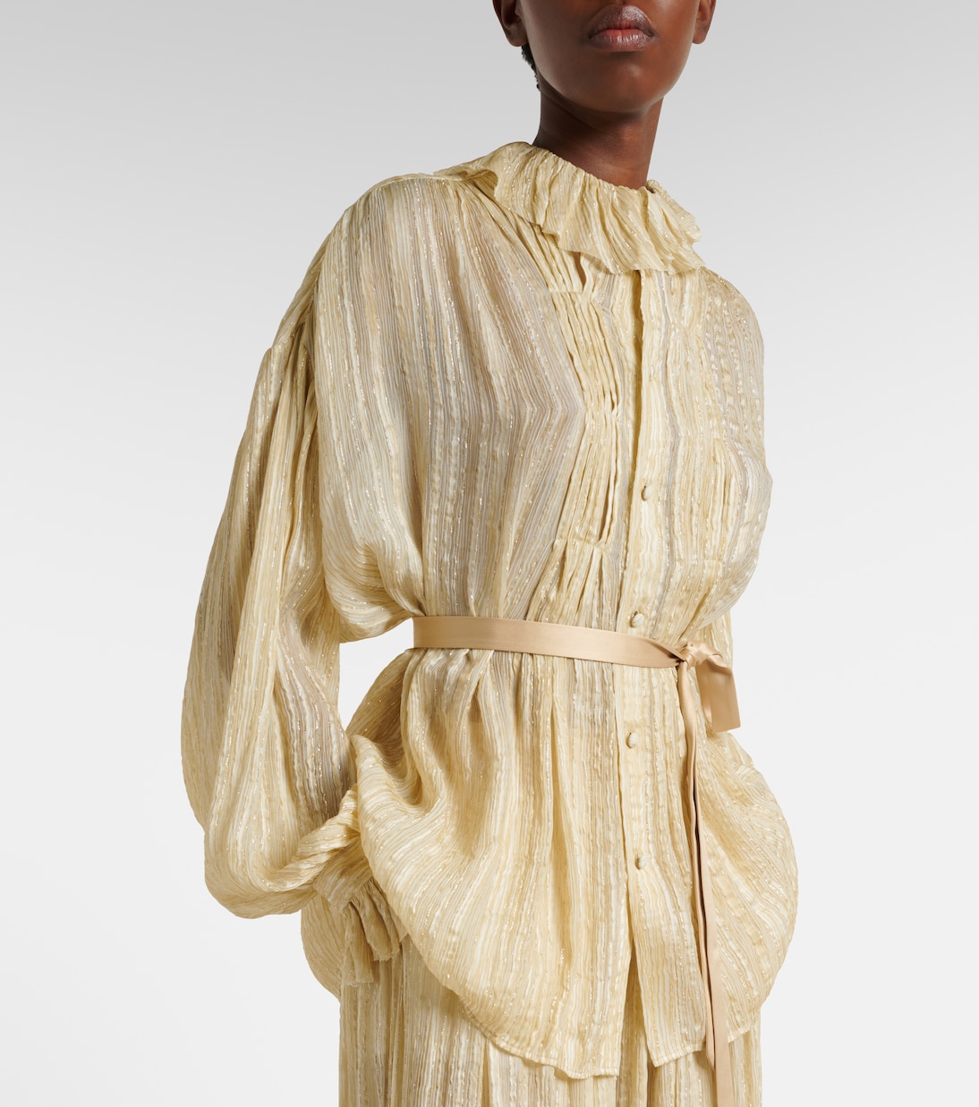 Pleated silk-blend blouse | Xu Zhi