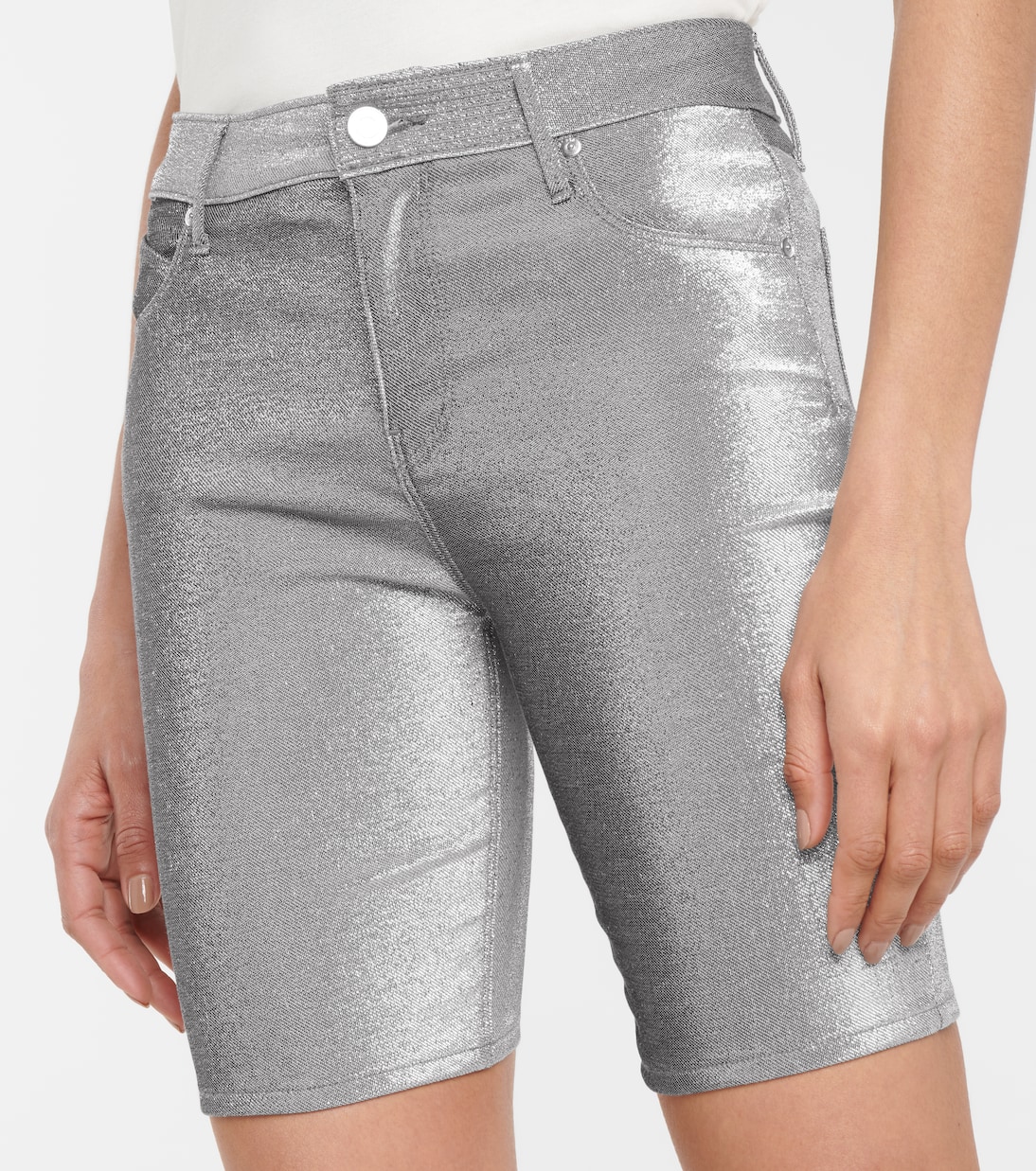 Toure metallic stretch-denim shorts | Rta