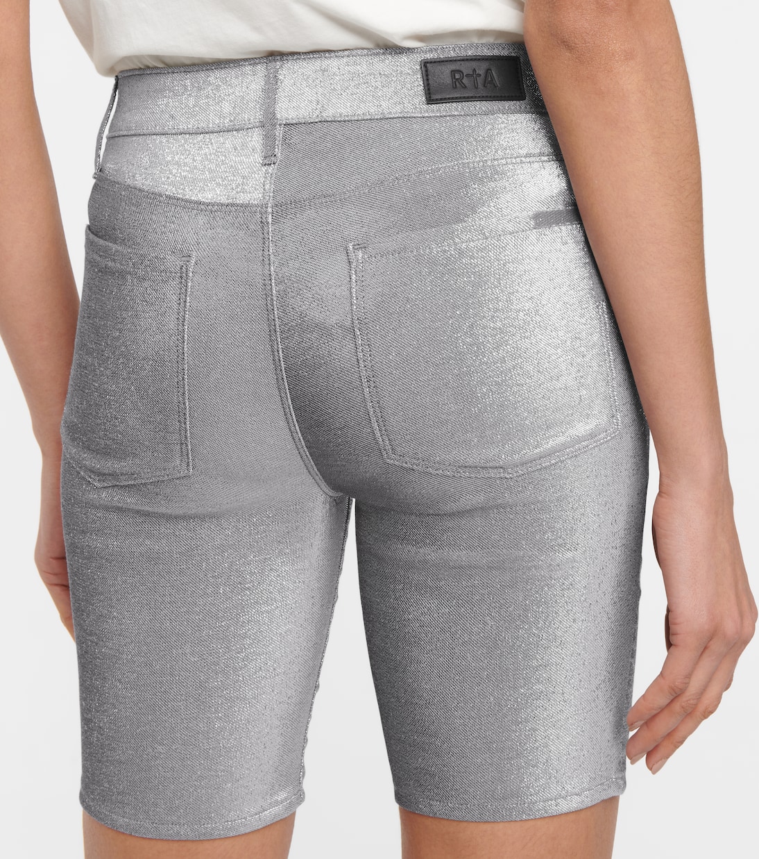 Toure metallic stretch-denim shorts | Rta