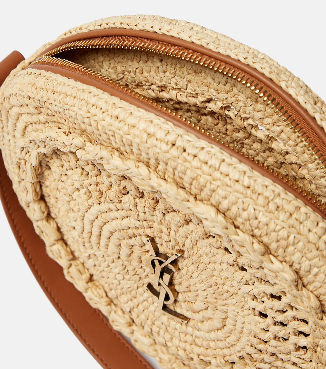 Small raffia crossbody bag in beige Saint Laurent Mytheresa