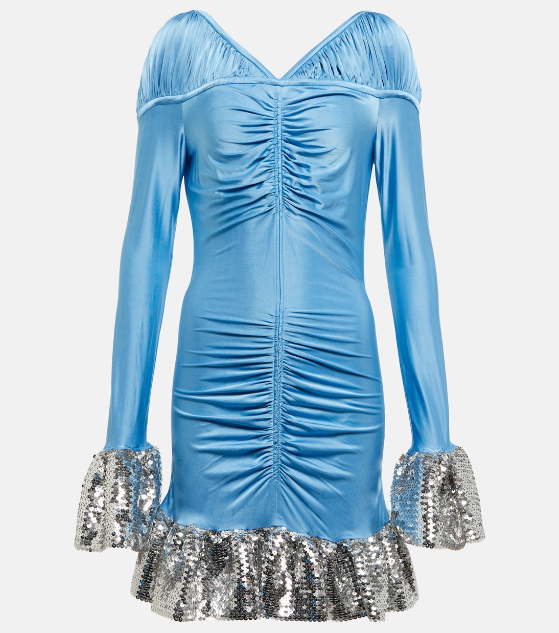 Embellished ruched lamé minidress | Rabanne