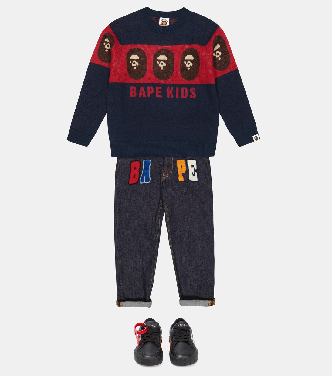 Intarsia wool-blend sweater | BAPE Kids