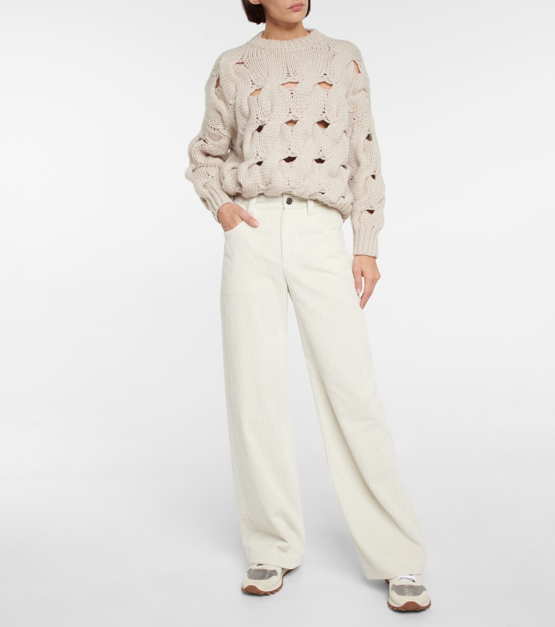 High-Rise-Hose aus Cord | Brunello Cucinelli