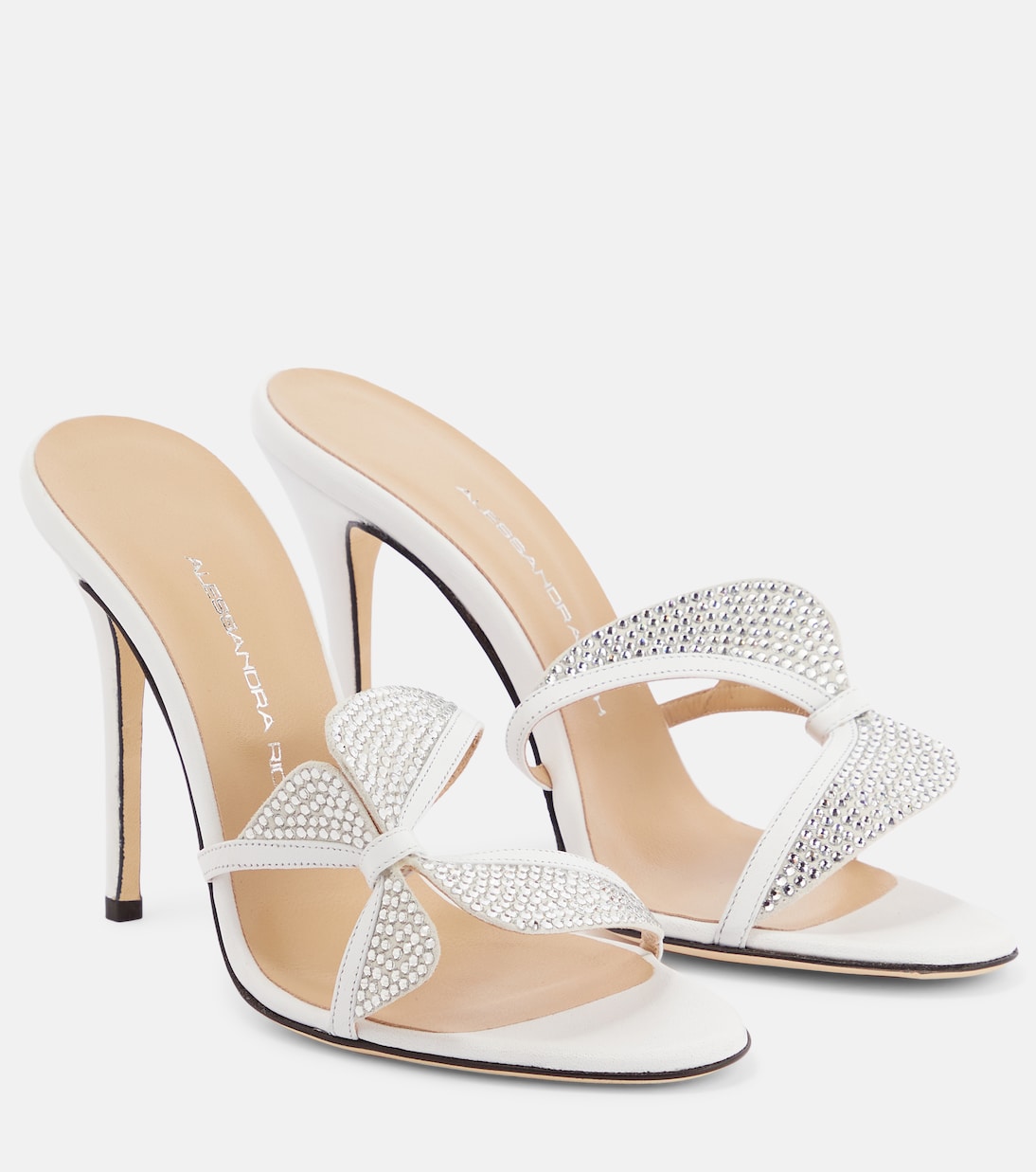 Butterfly crystal-embellished leather mules | Alessandra Rich
