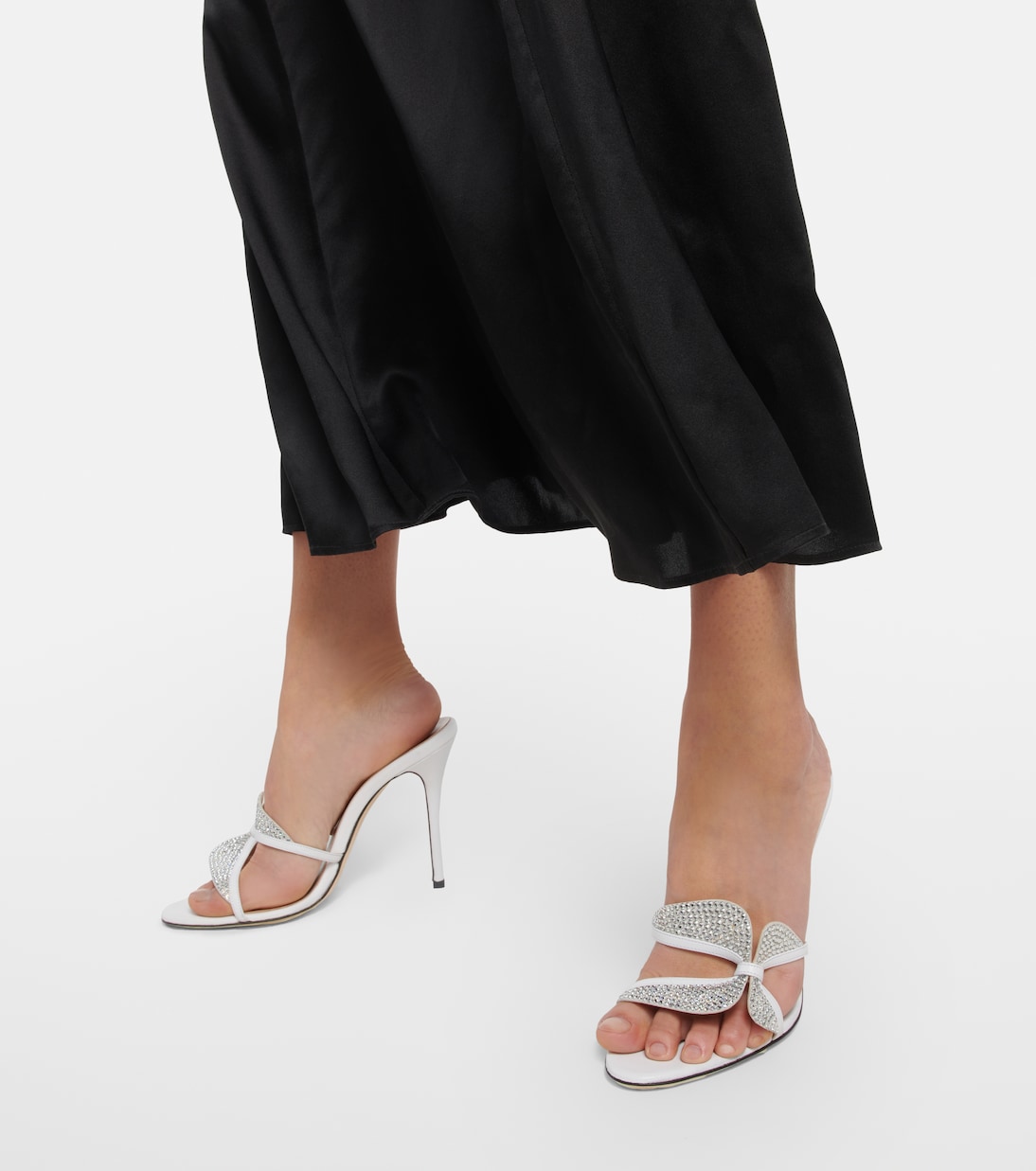 Butterfly crystal-embellished leather mules | Alessandra Rich