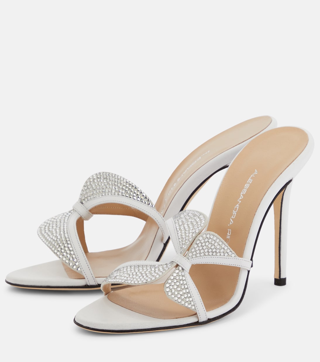 Butterfly crystal-embellished leather mules | Alessandra Rich