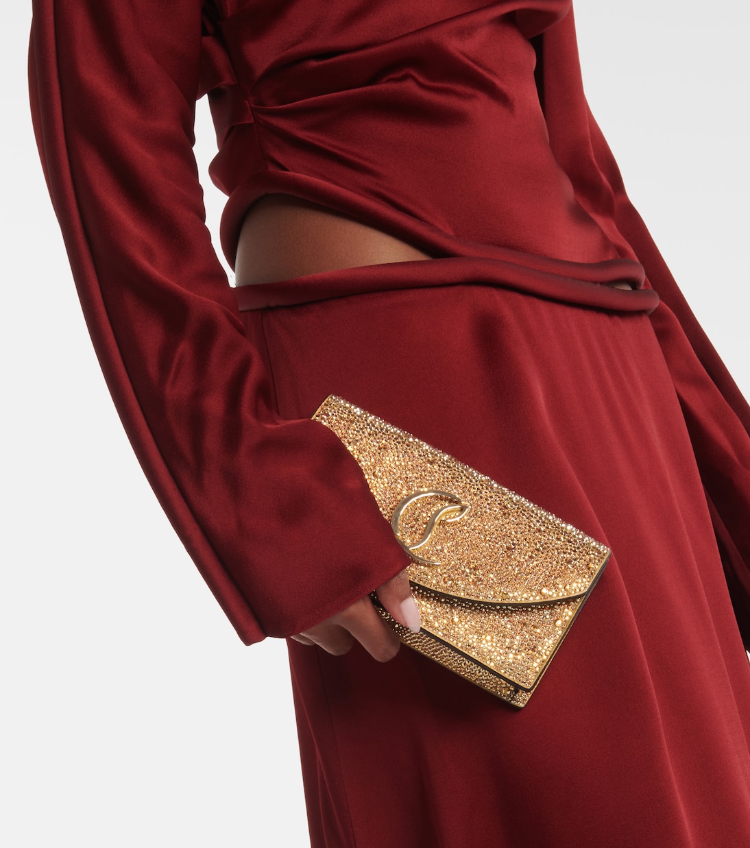 Cutch Loubi54 in pelle con cristalli | Christian Louboutin