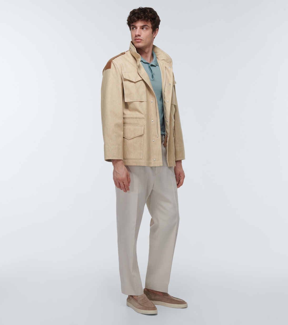 Coated leather-trimmed cotton jacket | Tod's
