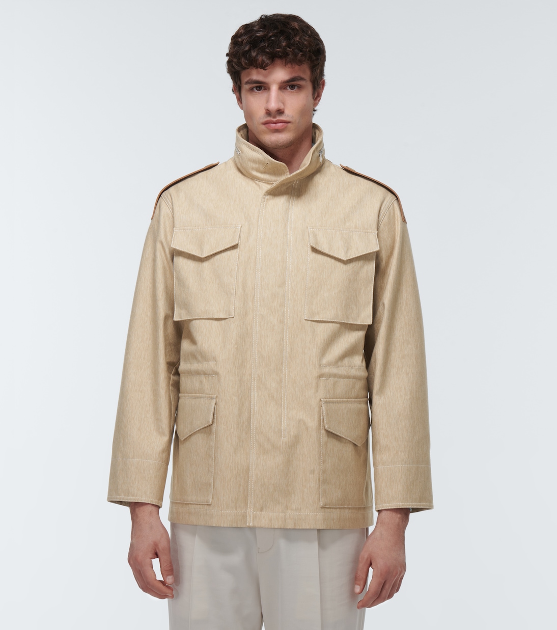 Coated leather-trimmed cotton jacket | Tod's