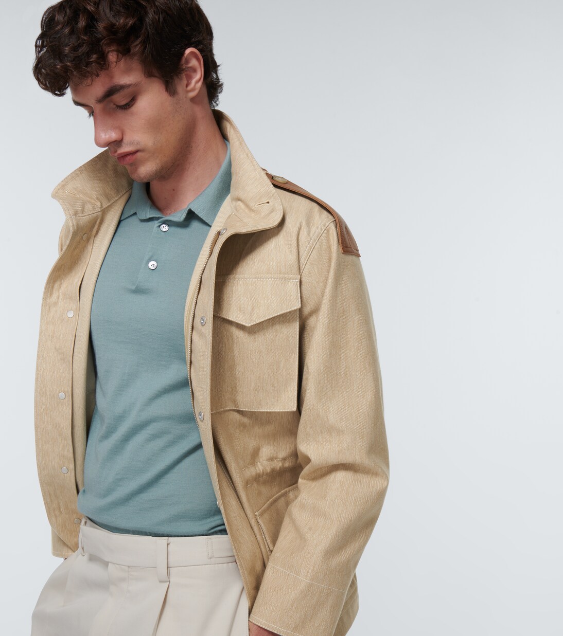 Coated leather-trimmed cotton jacket | Tod's