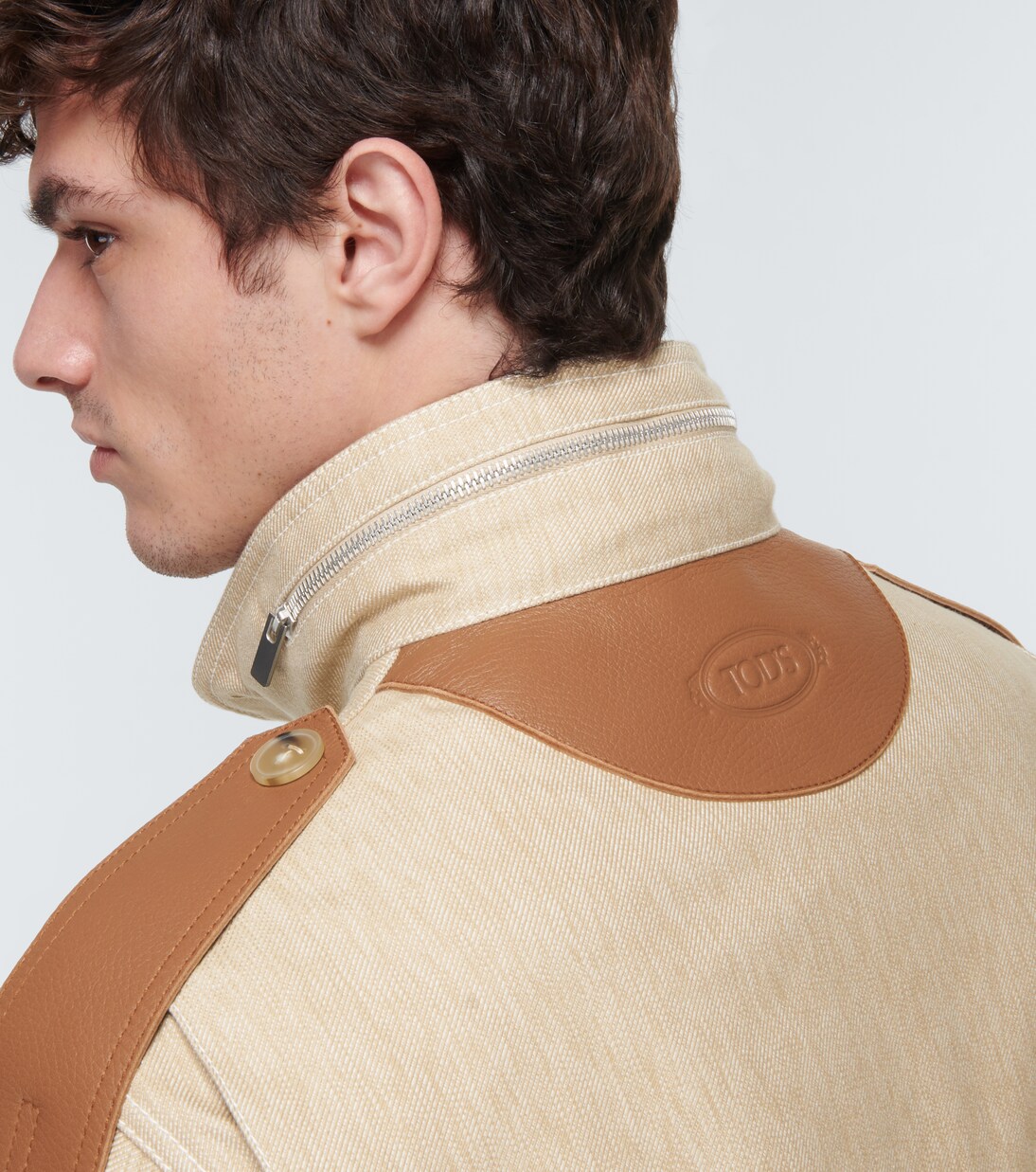 Coated leather-trimmed cotton jacket | Tod's
