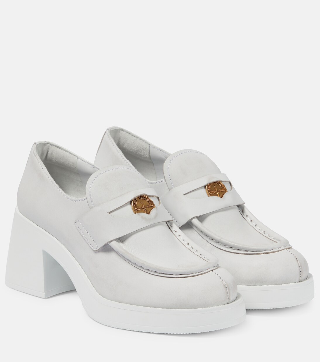 Leather loafer pumps in white - Miu Miu | Mytheresa