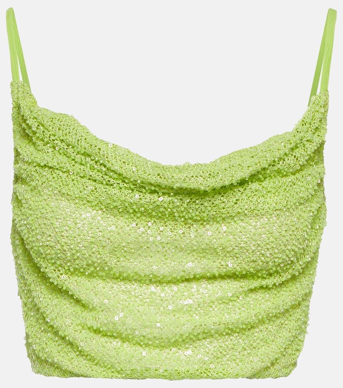 Cowl neck embellished cropped top | Self-Portrait