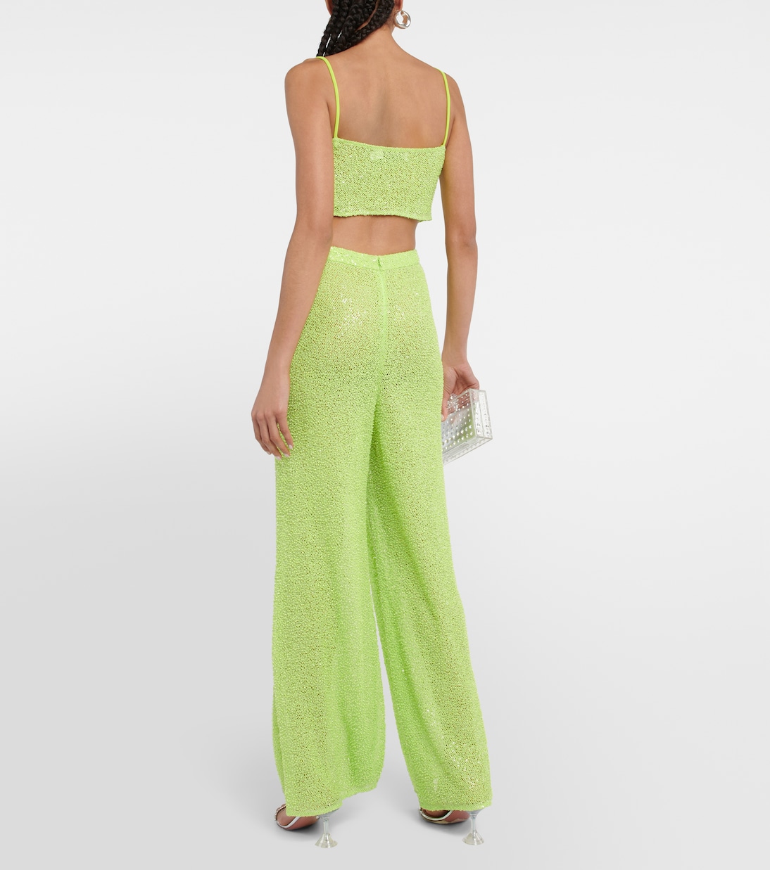 Cowl neck embellished cropped top | Self-Portrait