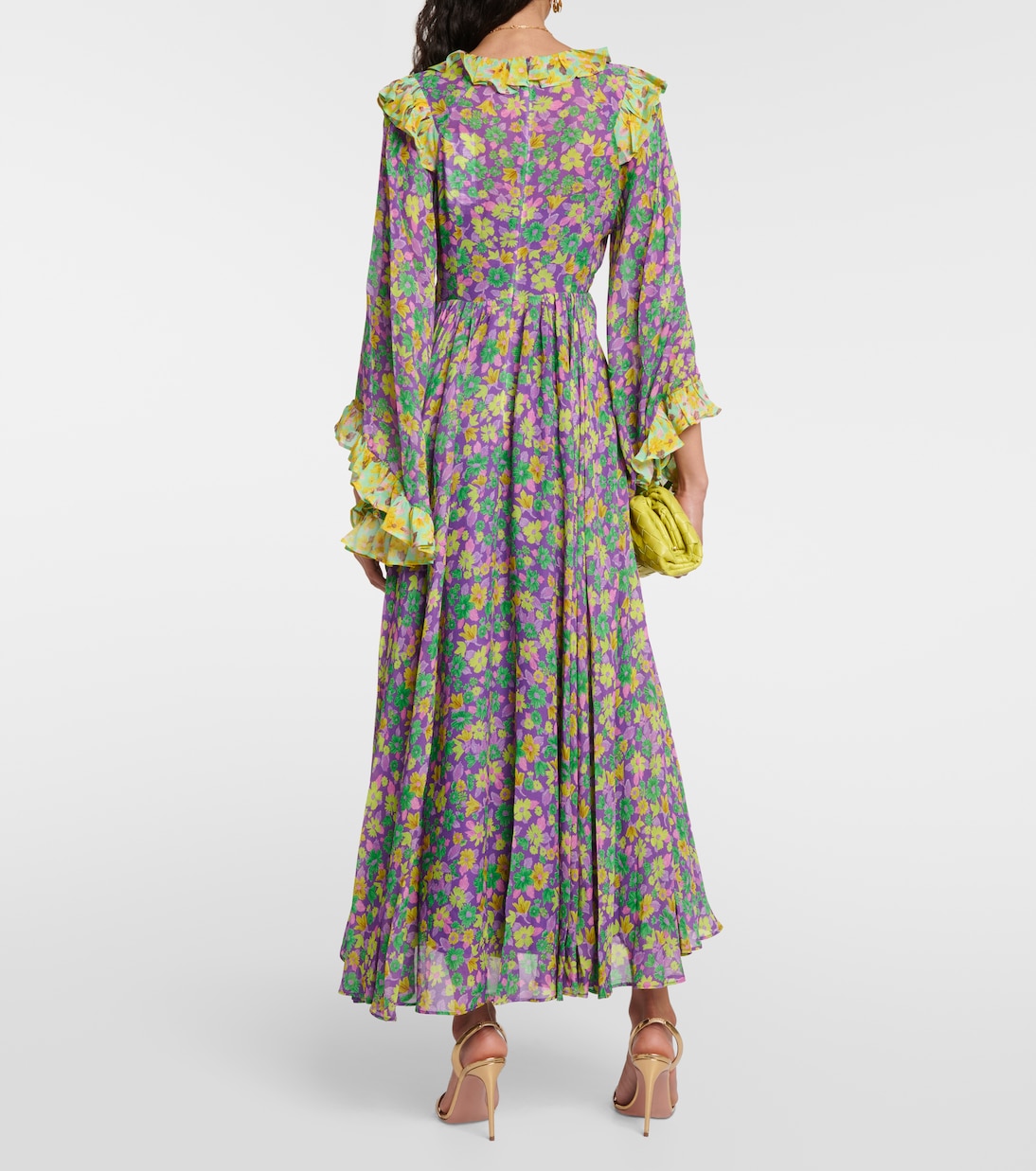 Vestido largo Dylan de crepé floral | Alémais