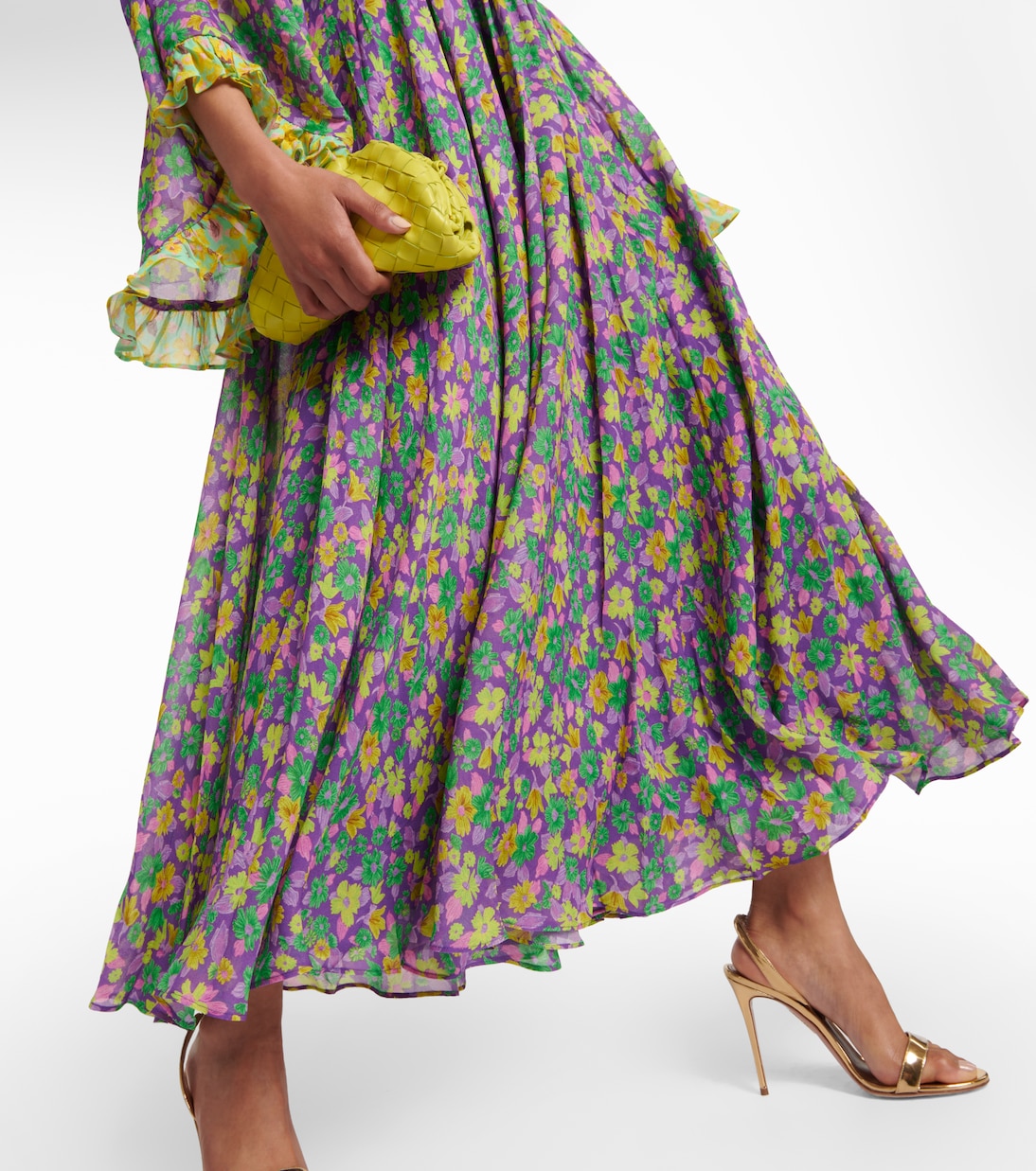 Vestido largo Dylan de crepé floral | Alémais