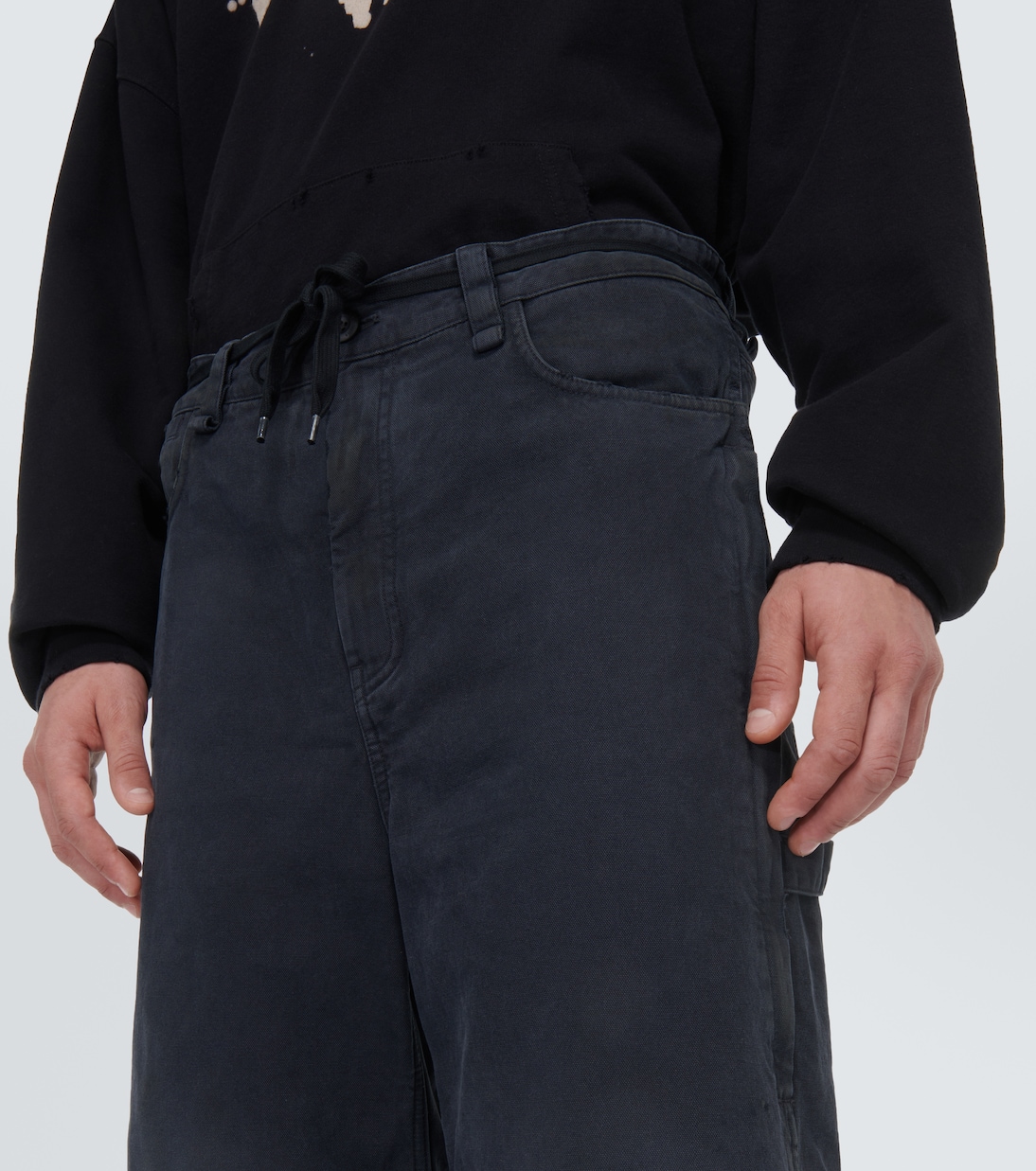 Mid-rise cropped cotton canvas pants | Balenciaga