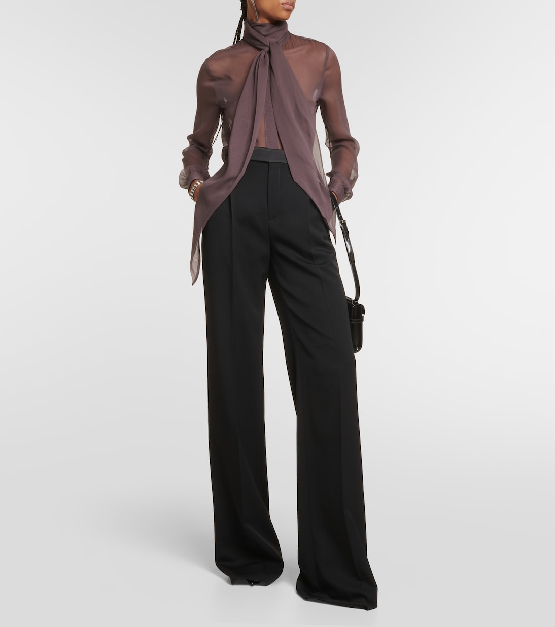 Pantalones de vestir anchos y de tiro alto estilo Saint Laurent para jóvenes modernos