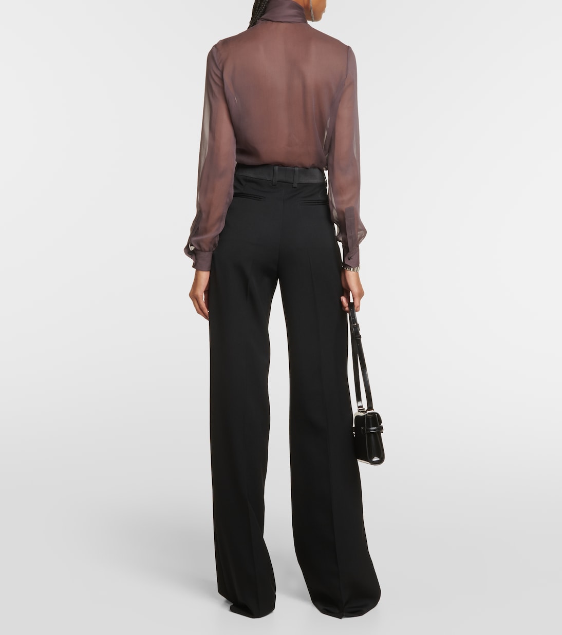 Pantalones de vestir anchos y de tiro alto estilo Saint Laurent para jóvenes modernos