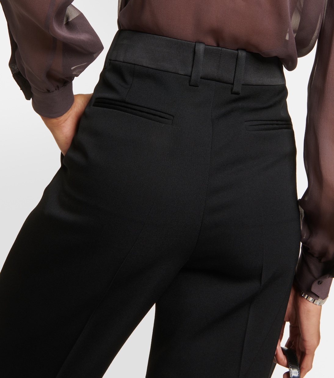 Pantalones de vestir anchos y de tiro alto estilo Saint Laurent para jóvenes modernos