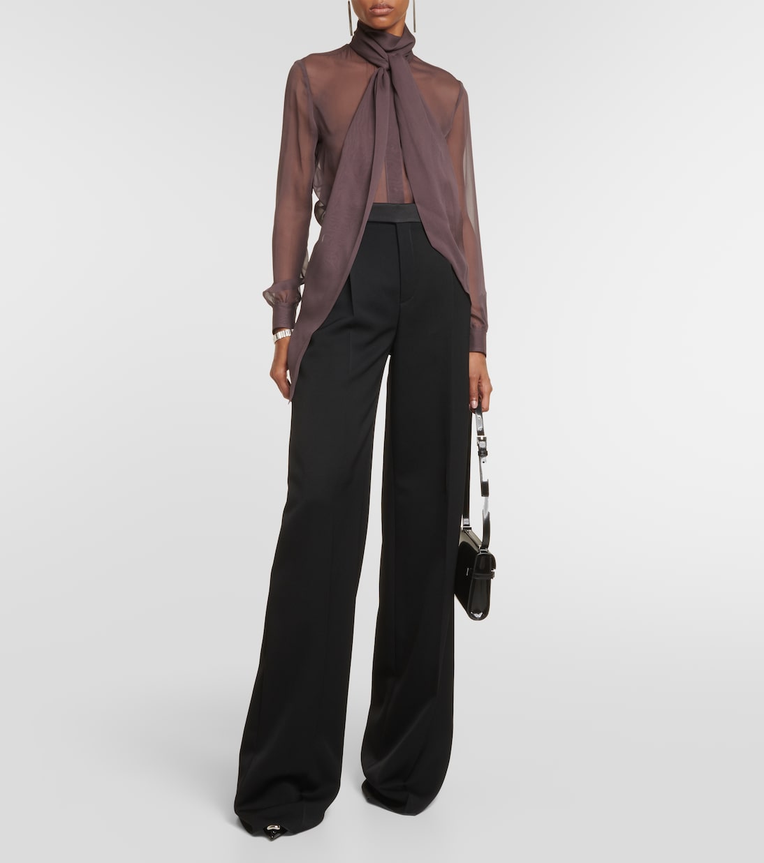 Camisa de Seda Crêpe Muselina Lavallière por Saint Laurent para Jóvenes