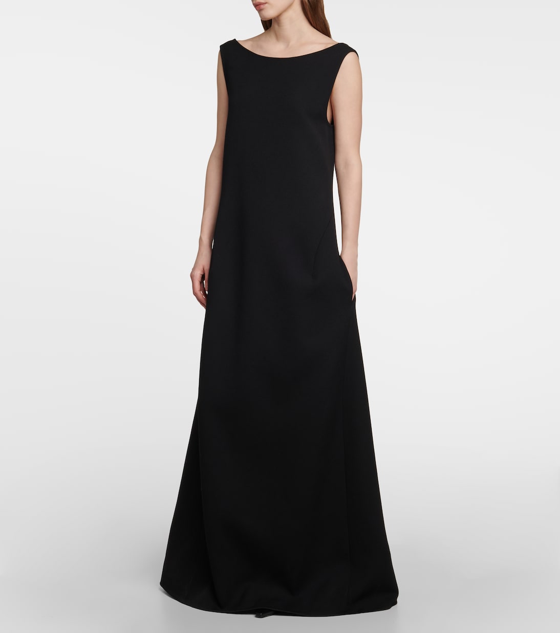 Rhea open-back wool-blend gown | The Row