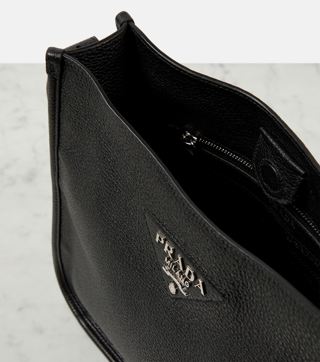 Borsa a spalla in pelle con logo | Prada