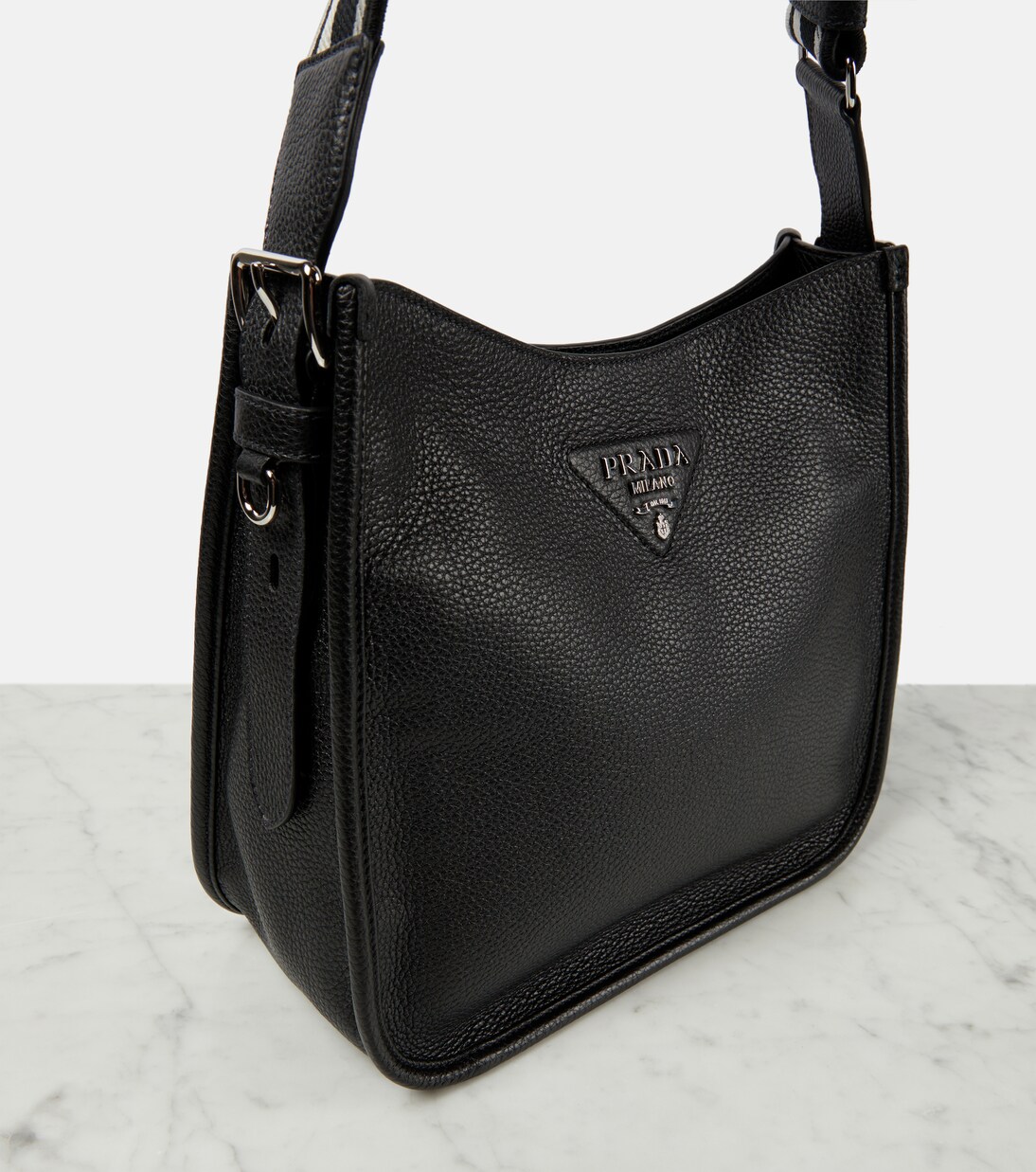Borsa a spalla in pelle con logo | Prada