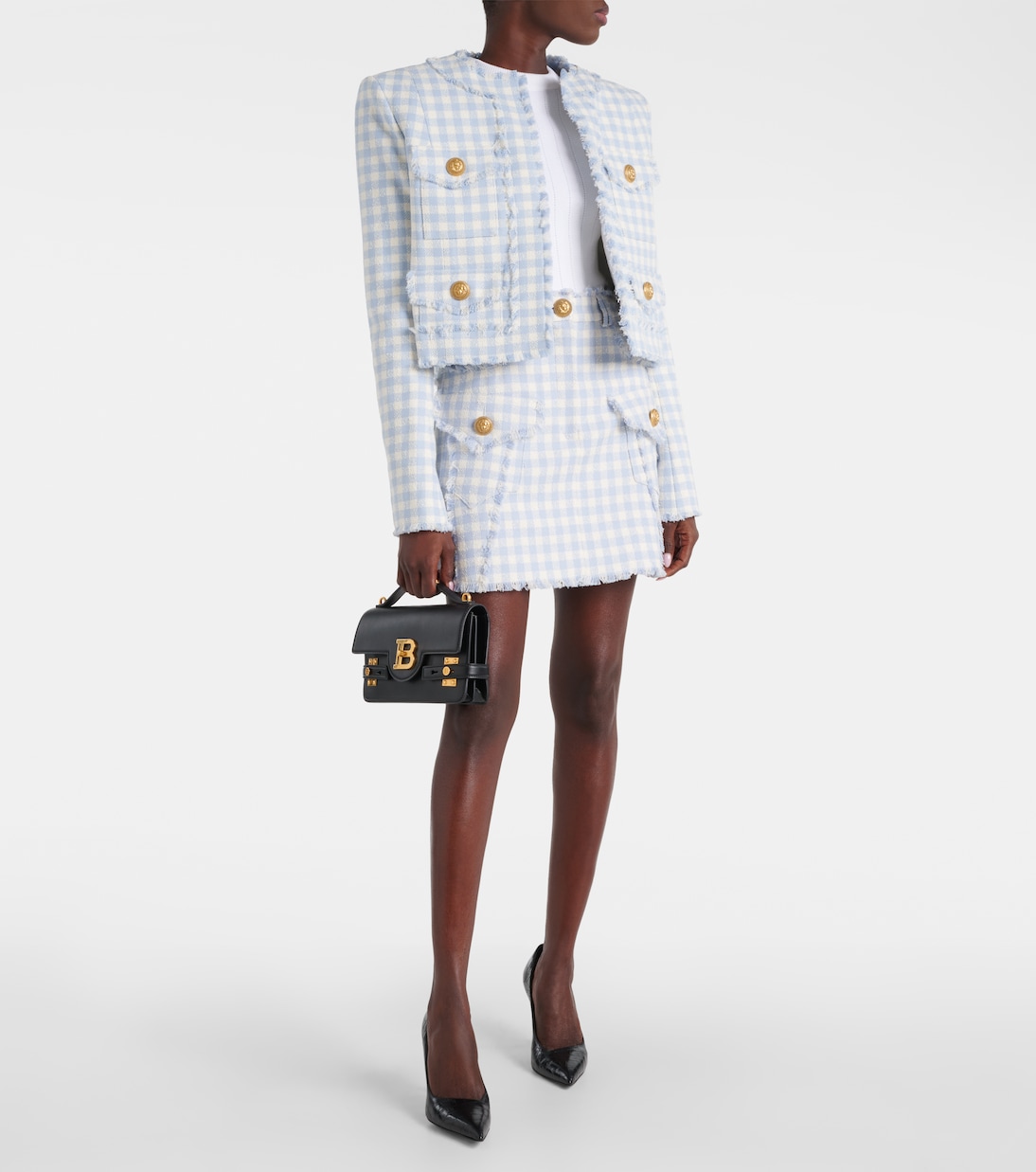 Minifalda en tweed de mezcla de algodón | Balmain
