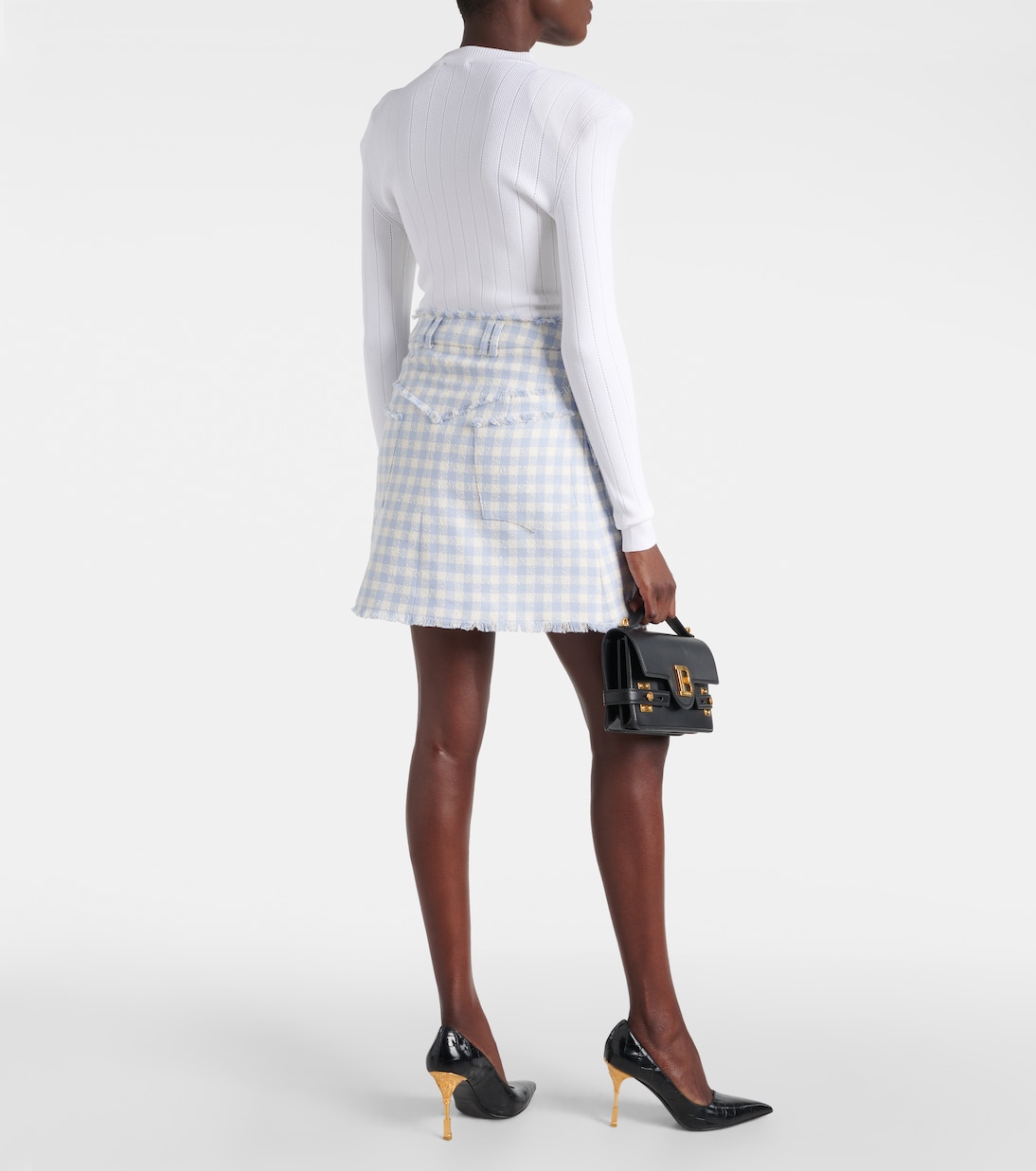 Minifalda en tweed de mezcla de algodón | Balmain