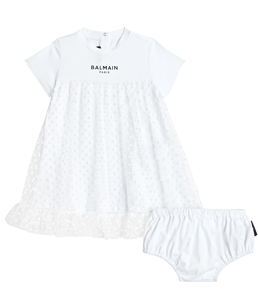 Abito e culottes in tulle di cotone | Balmain Kids