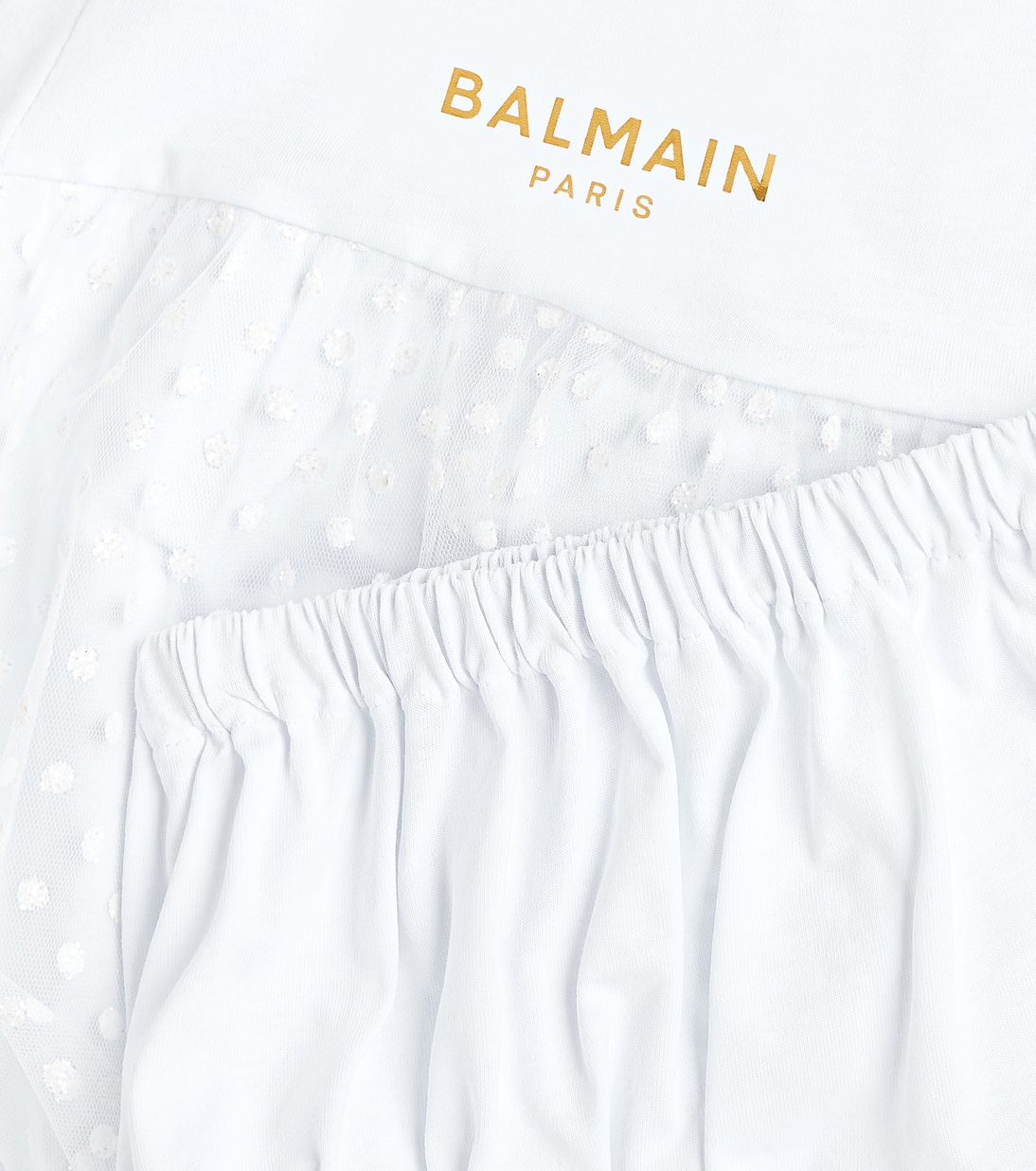 Abito e culottes in tulle di cotone | Balmain Kids