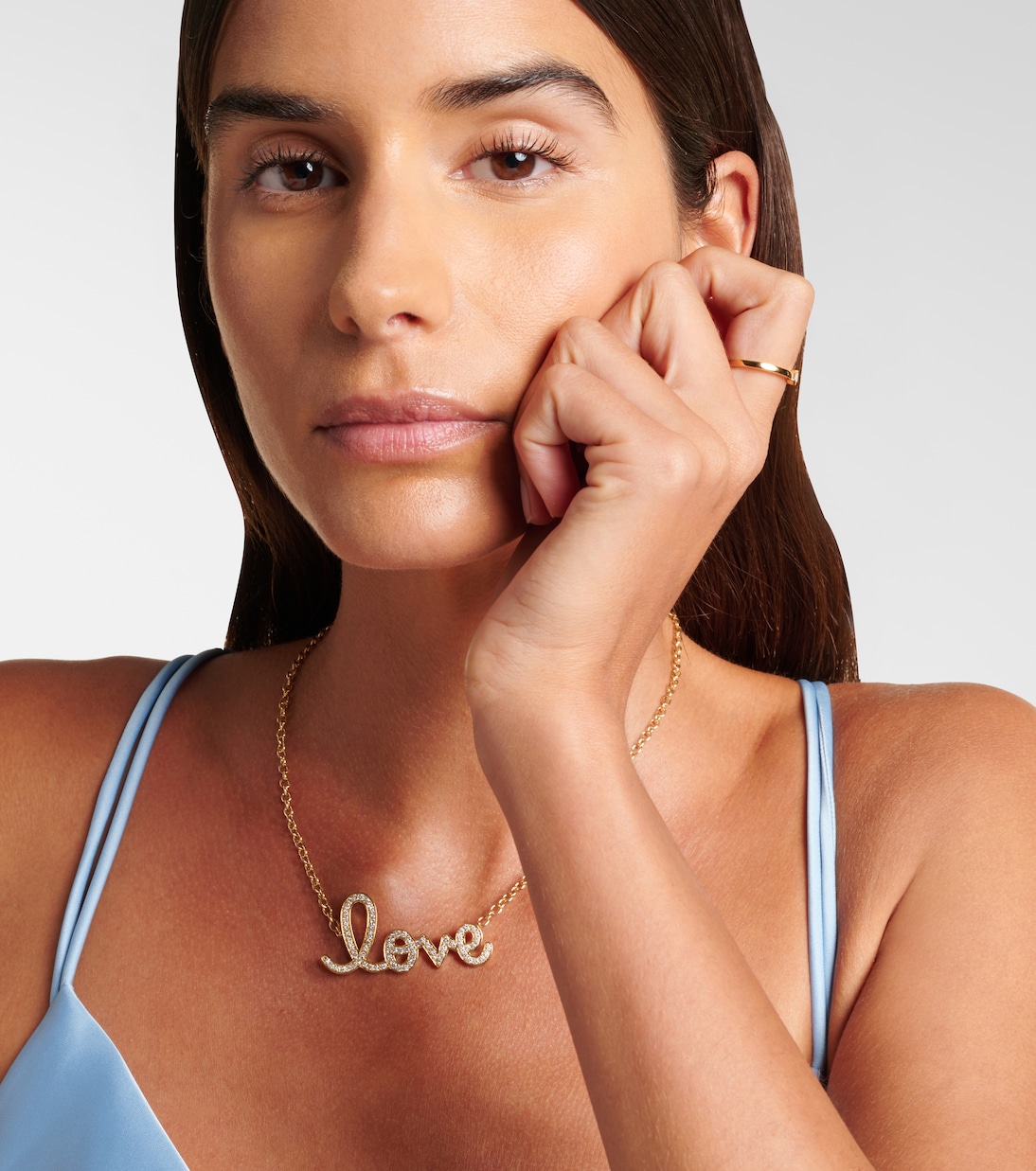 Love 14kt gold necklace with diamonds | Sydney Evan