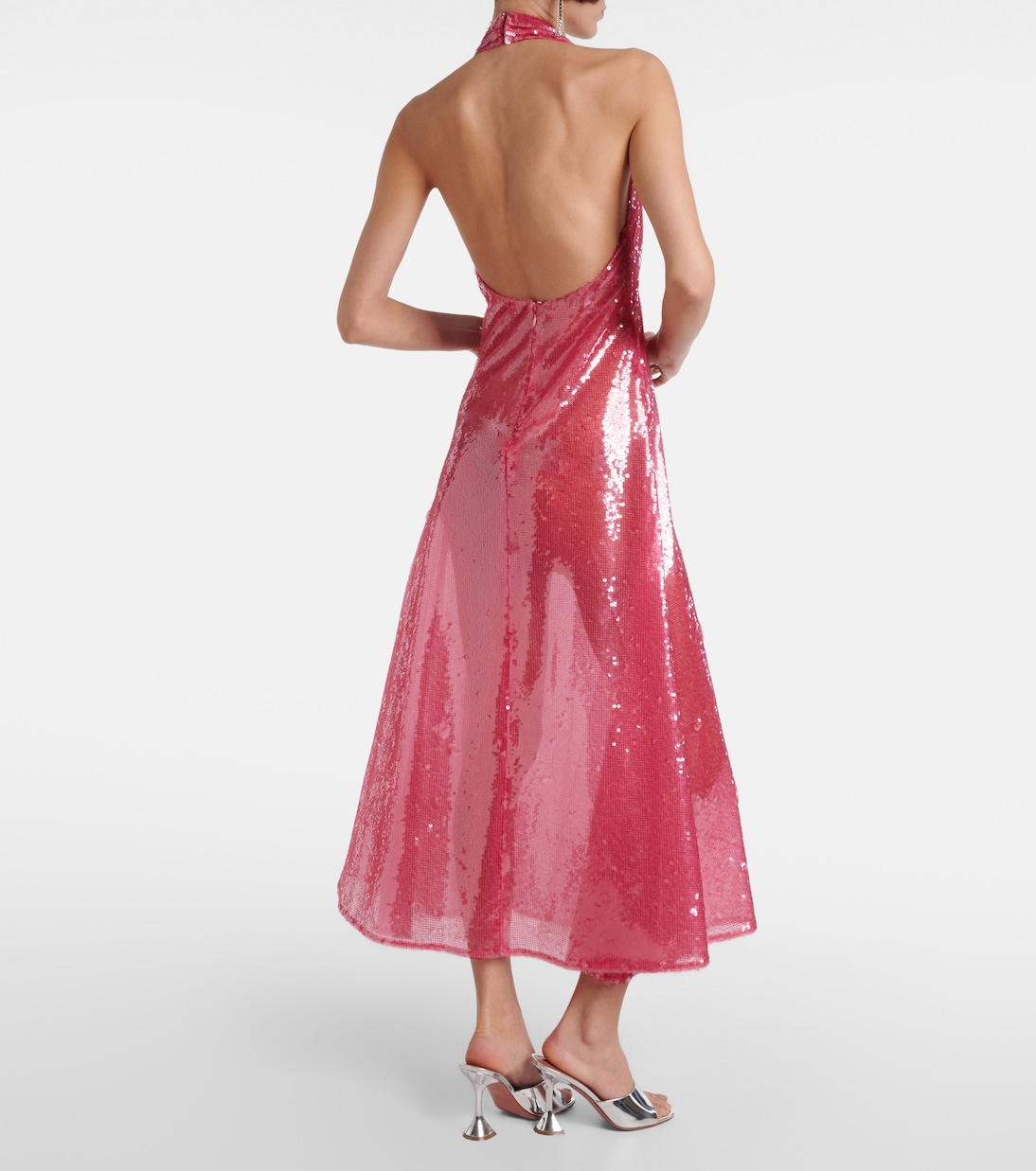 Floral-appliqué sequined midi dress | Rodarte