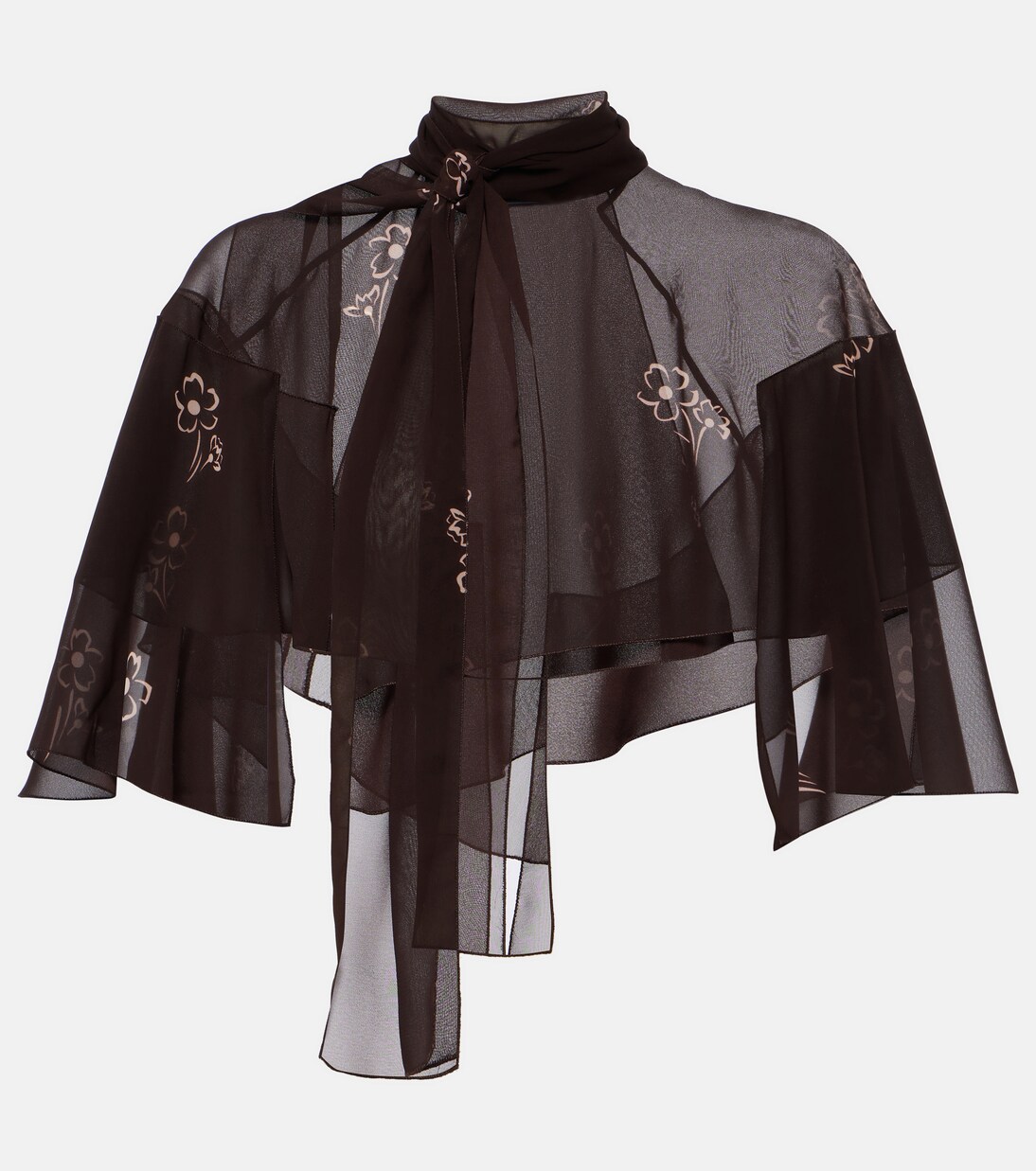 Top cropped in georgette con stampa | Prada