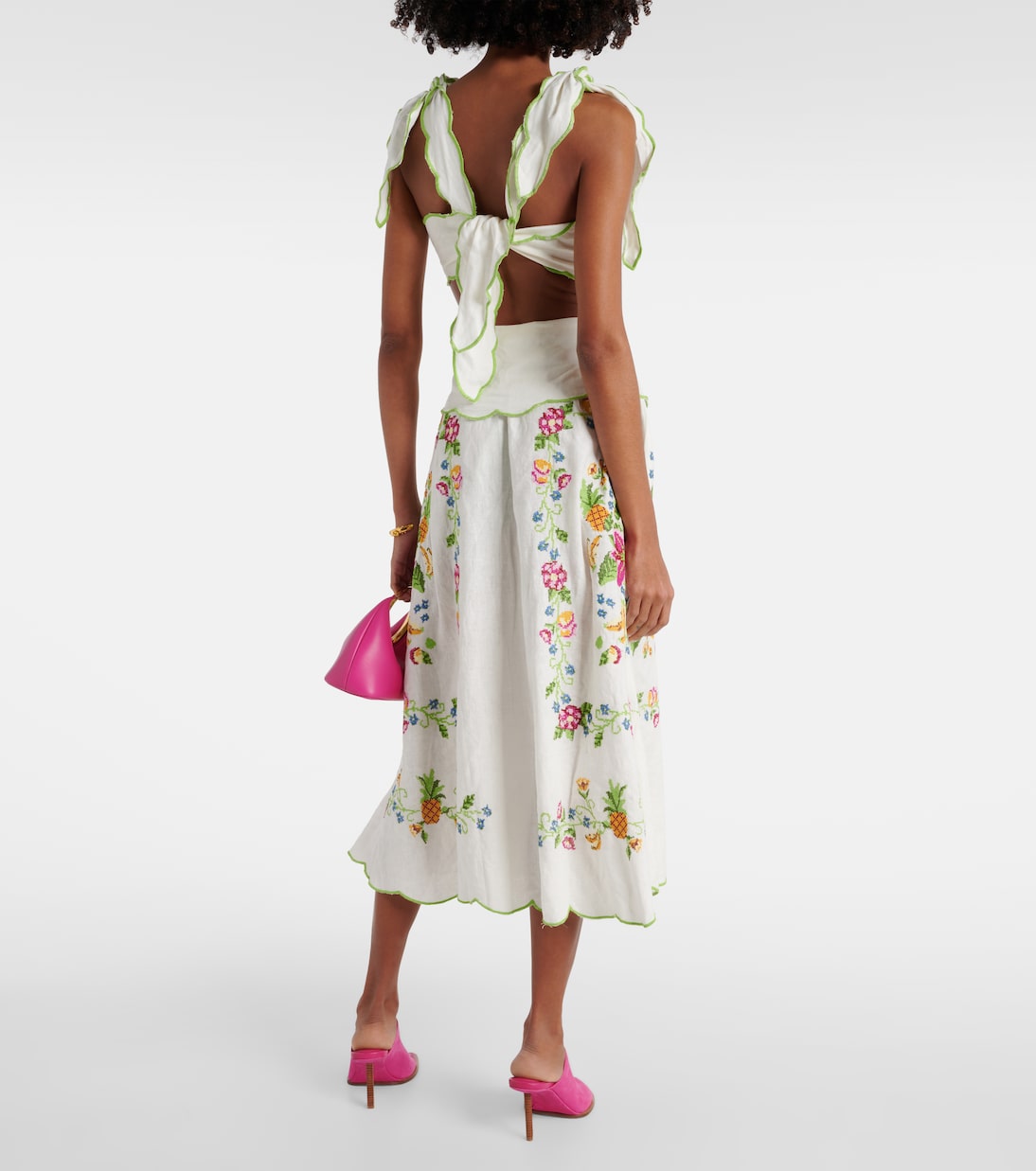 Abito midi Tropical Romance con ricamo | Farm Rio
