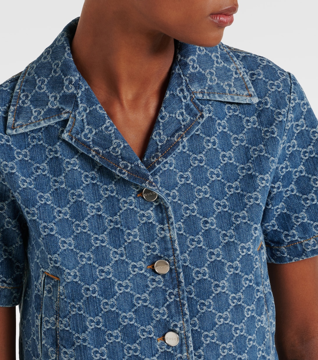 Chaqueta Corta Gucci con Estampado Jacquard en Denim para Jóvenes