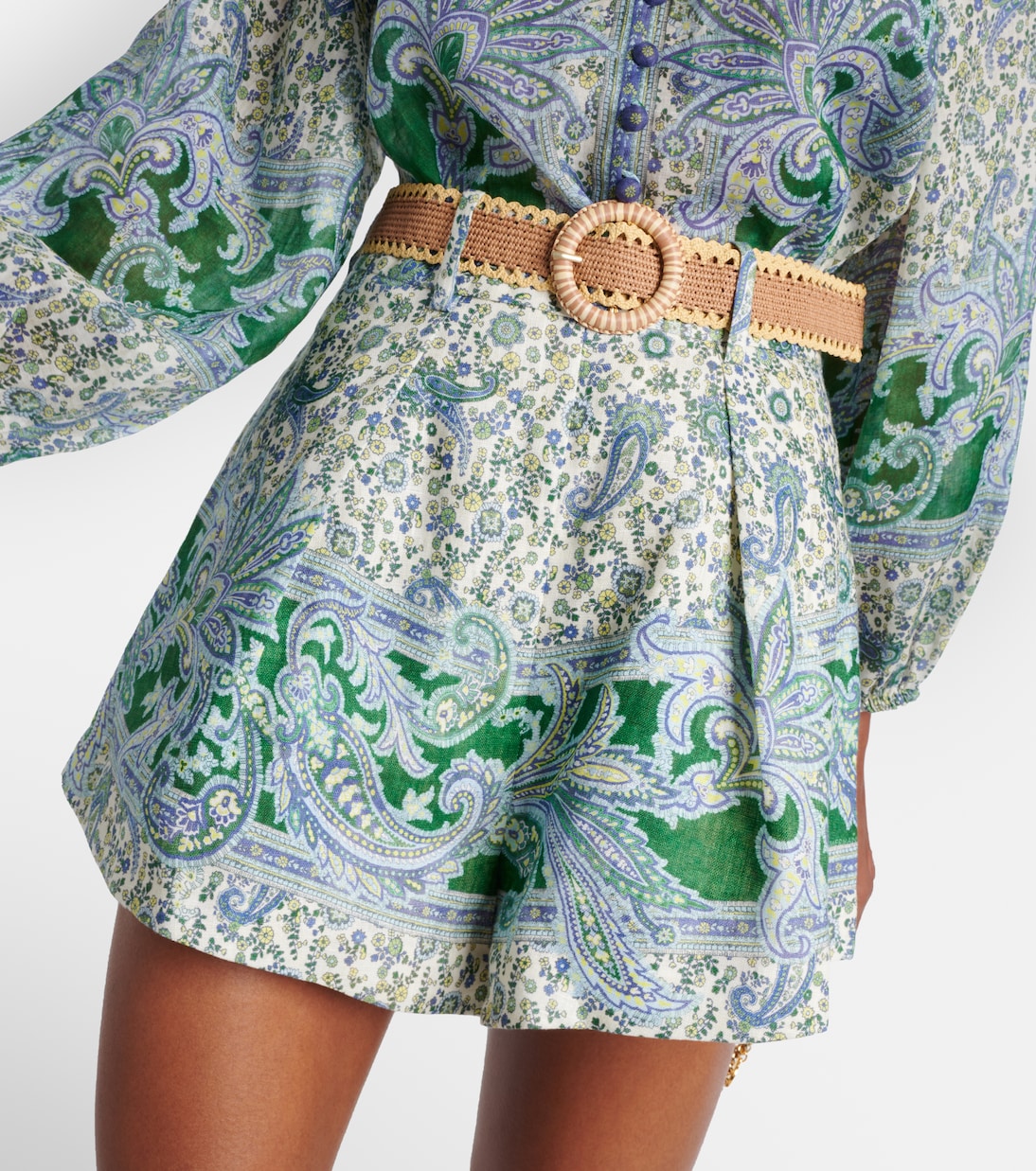 Shorts Ottie in lino con stampa paisley | Zimmermann