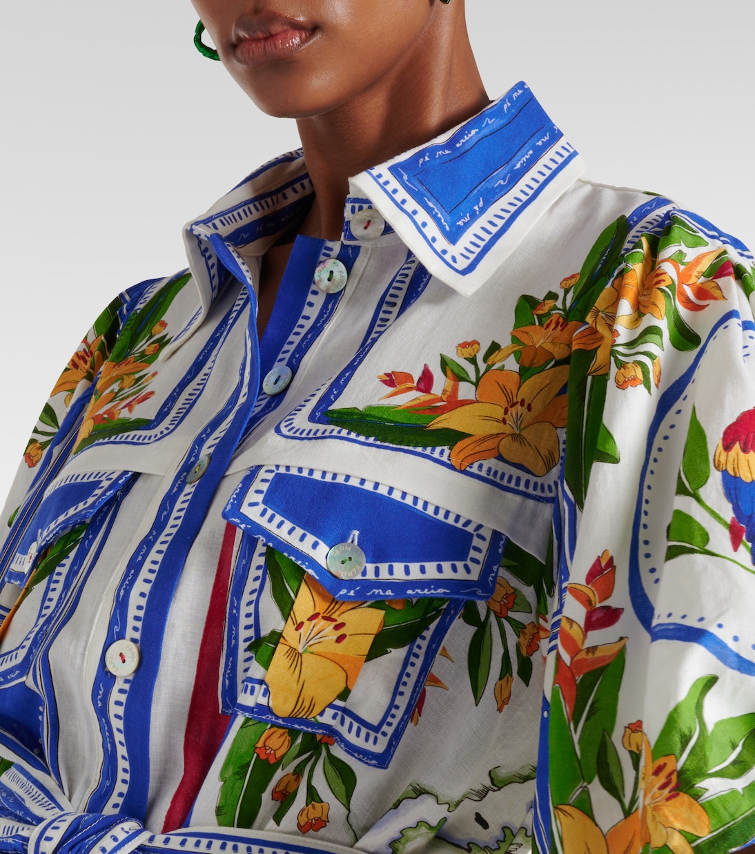 Tropical Destination cotton-blend shirt dress | Farm Rio