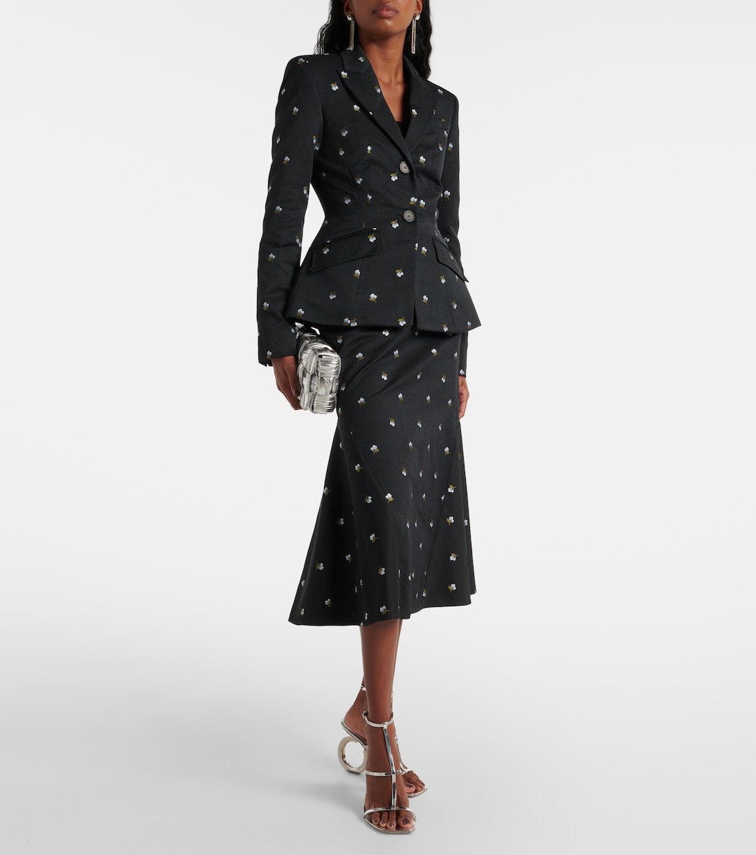 Blazer monopetto in lana vergine con ricamo | Erdem