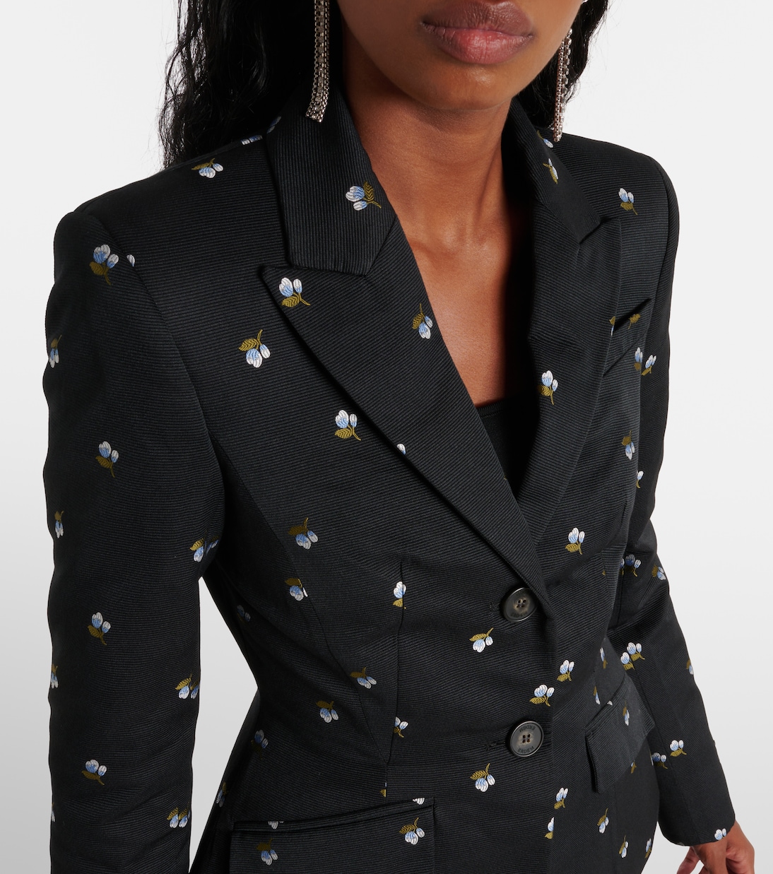 Blazer monopetto in lana vergine con ricamo | Erdem