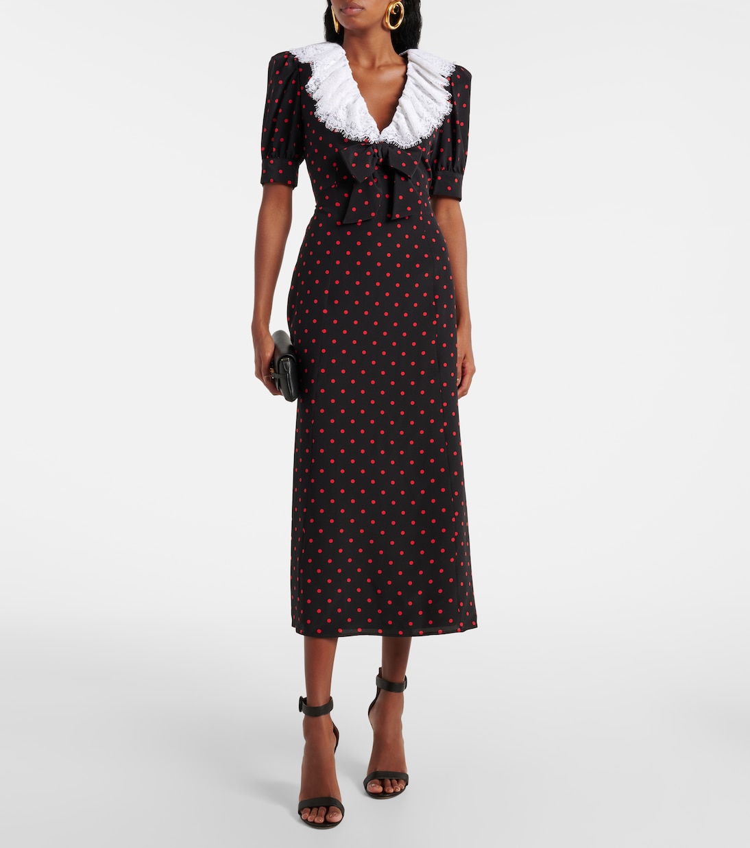 Polka-dot lace-trimmed silk midi dress | Alessandra Rich