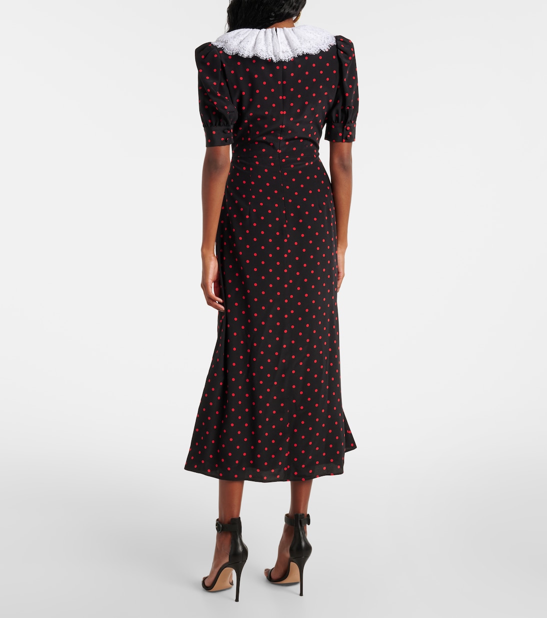 Polka-dot lace-trimmed silk midi dress | Alessandra Rich