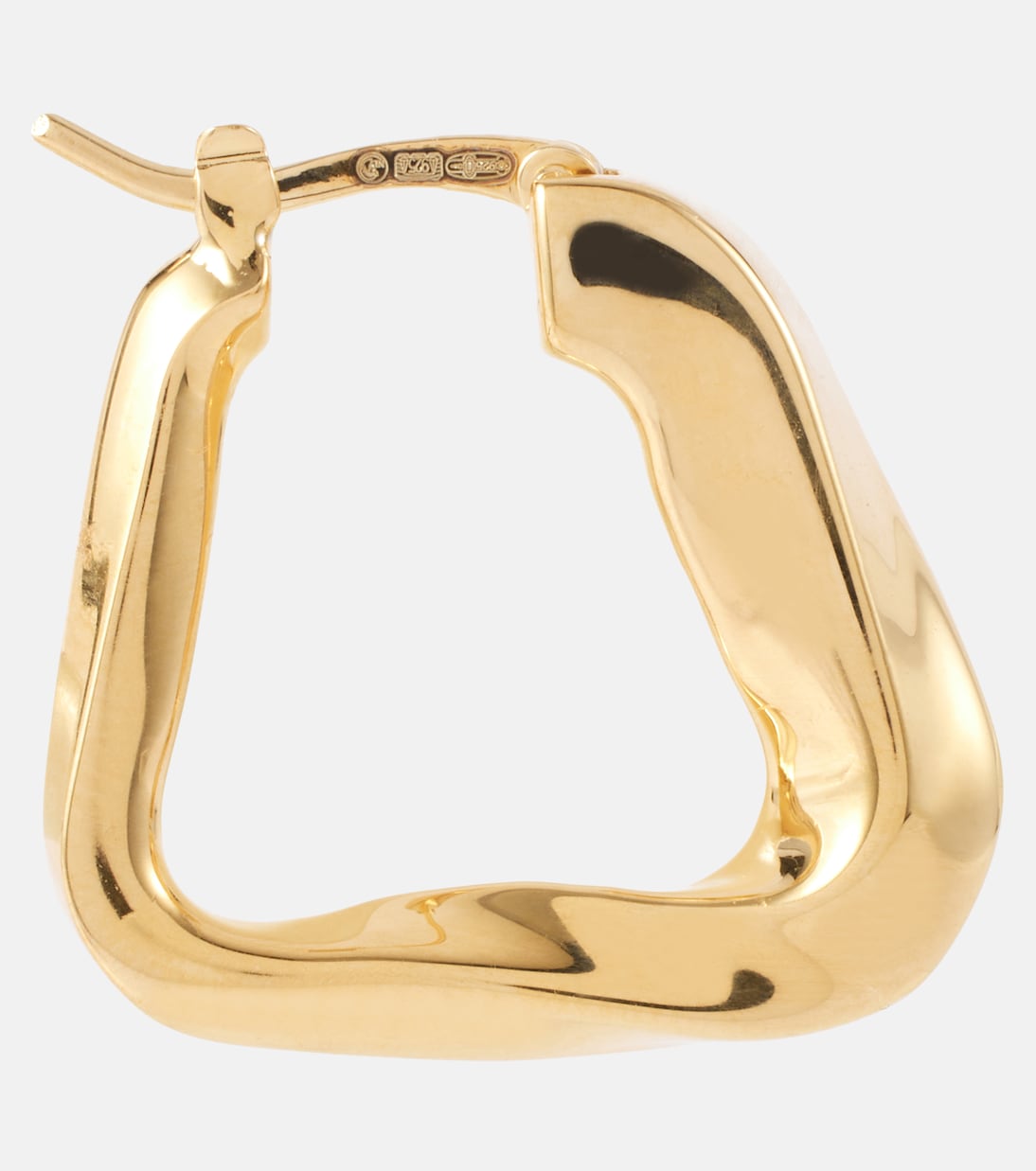 Orecchini a cerchio Twist Triangle in argento bagnati in oro 18kt | Bottega Veneta