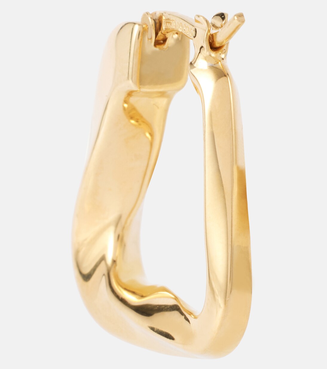 Orecchini a cerchio Twist Triangle in argento bagnati in oro 18kt | Bottega Veneta