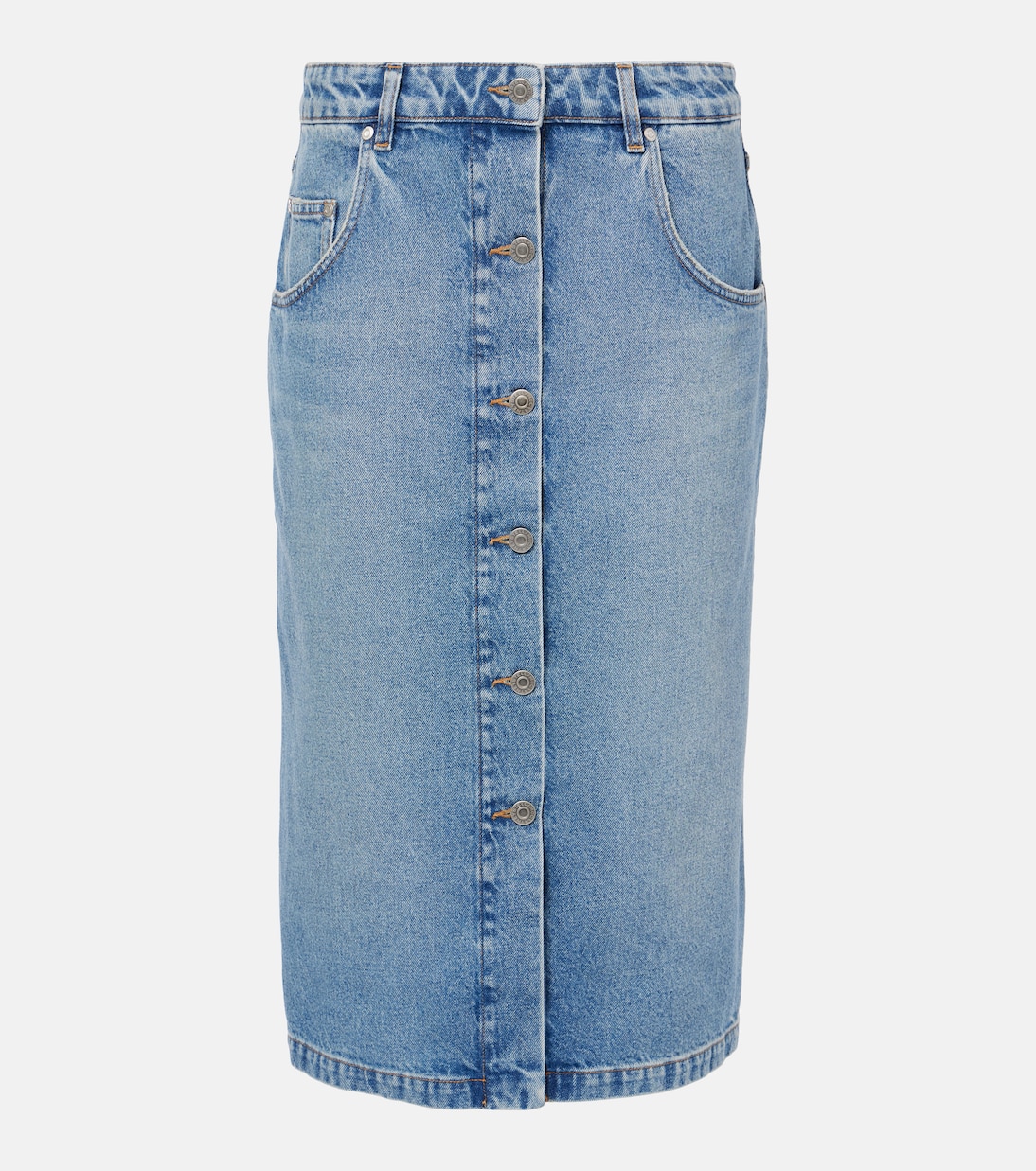 Gonna midi in denim con catena | Stella McCartney