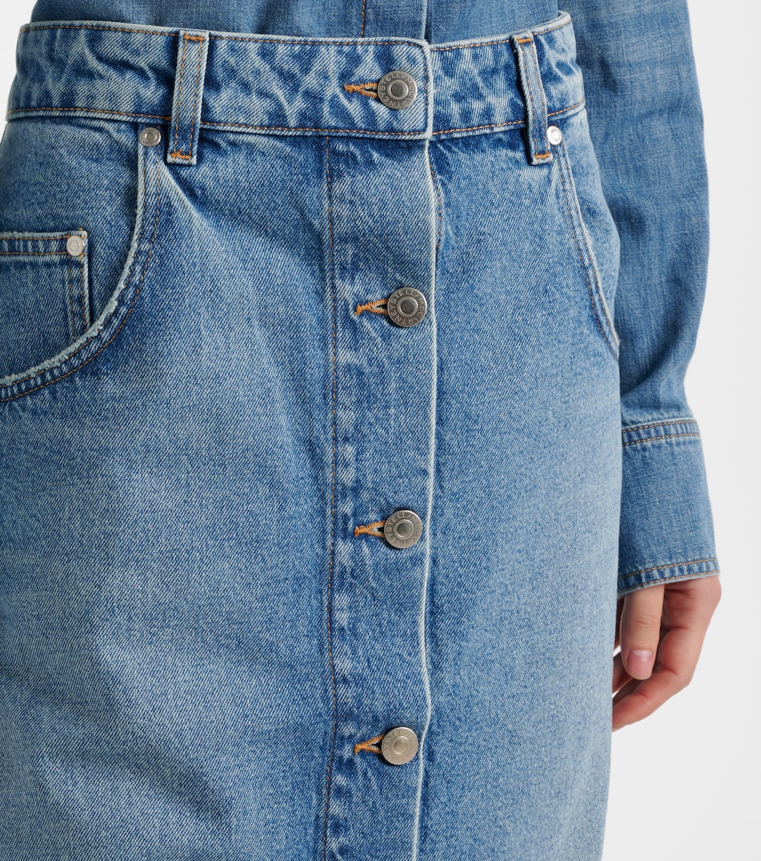 Gonna midi in denim con catena | Stella McCartney