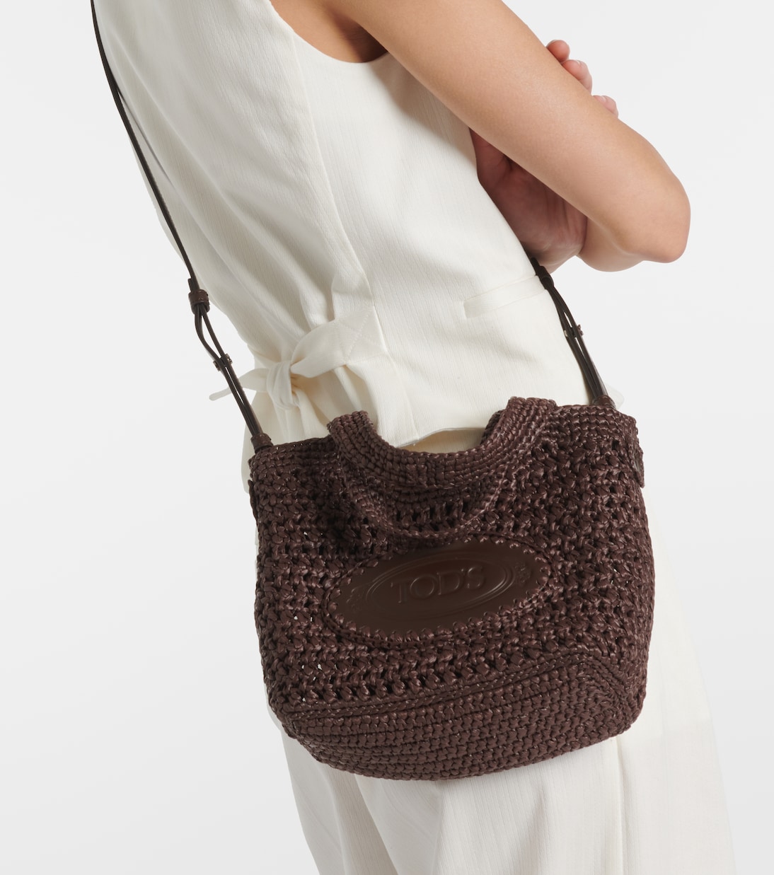 Borsa in rafia e pelle con logo | Tod's