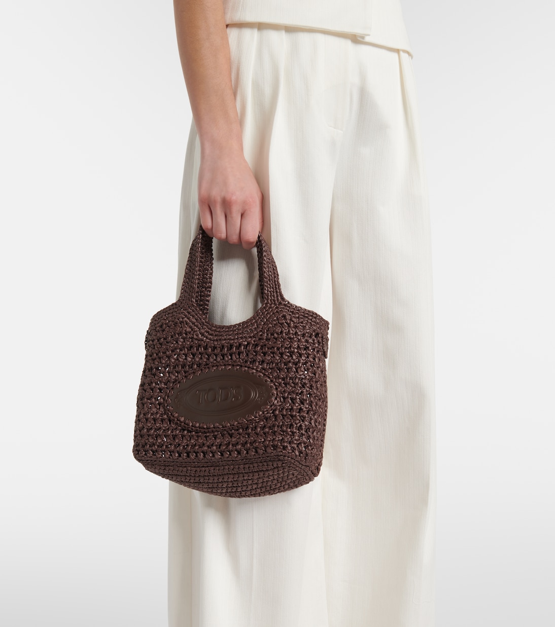 Borsa in rafia e pelle con logo | Tod's