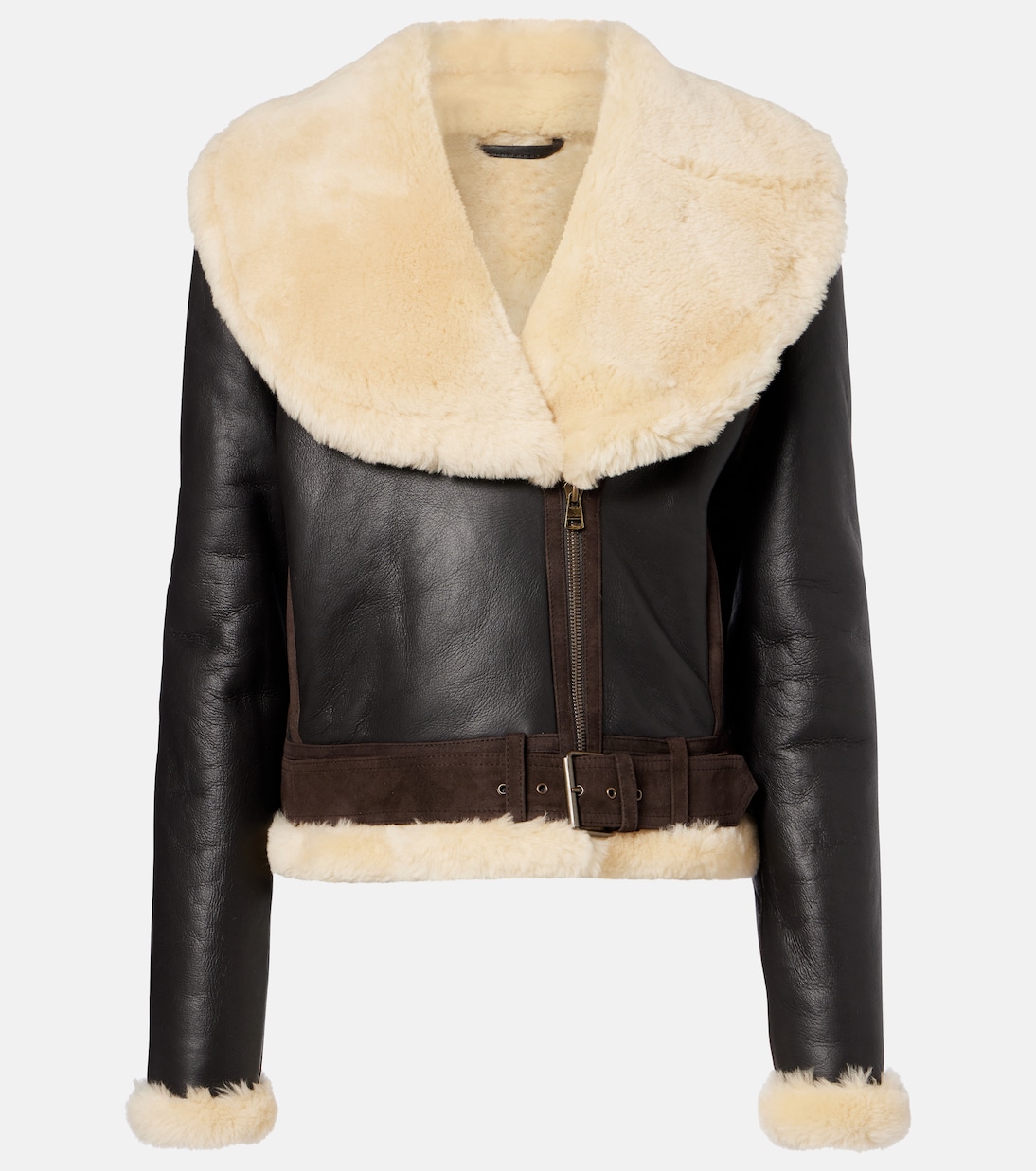 Shearling-trimmed leather jacket | JW Anderson